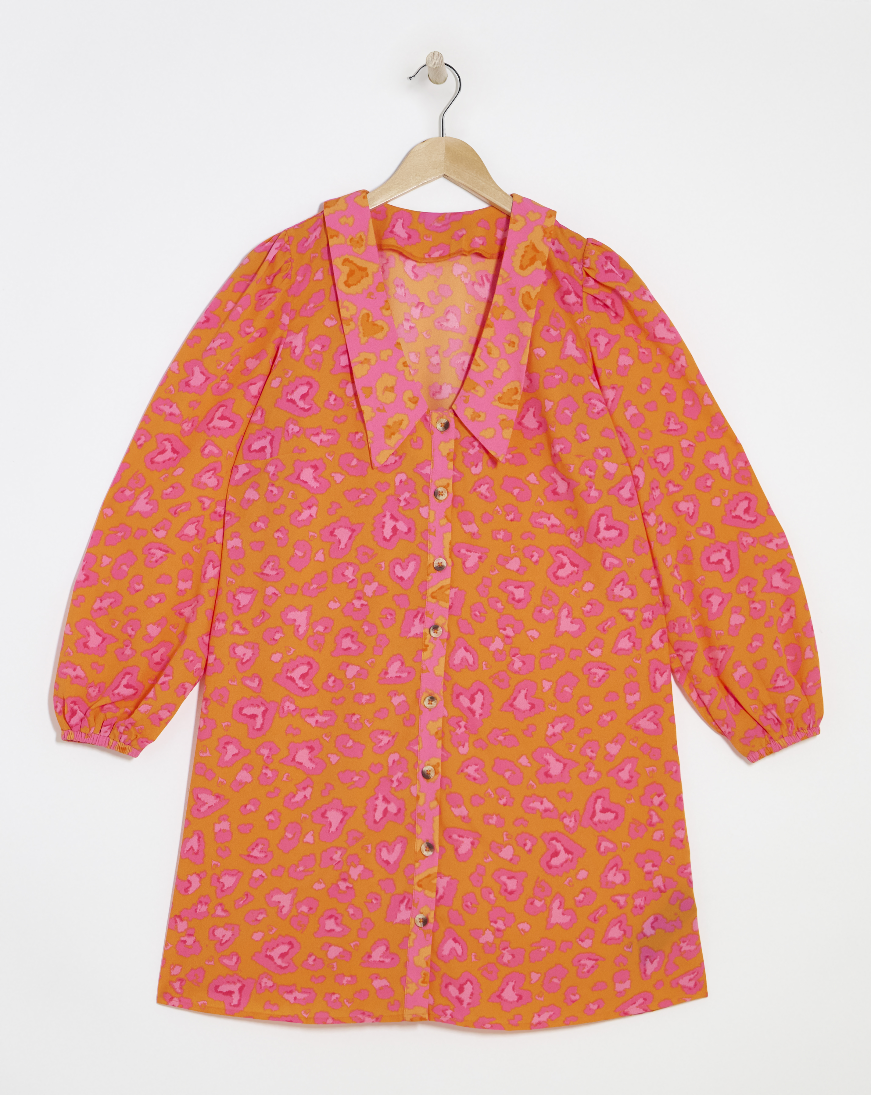 Mixed Animal Print Button Through Shirt Dress