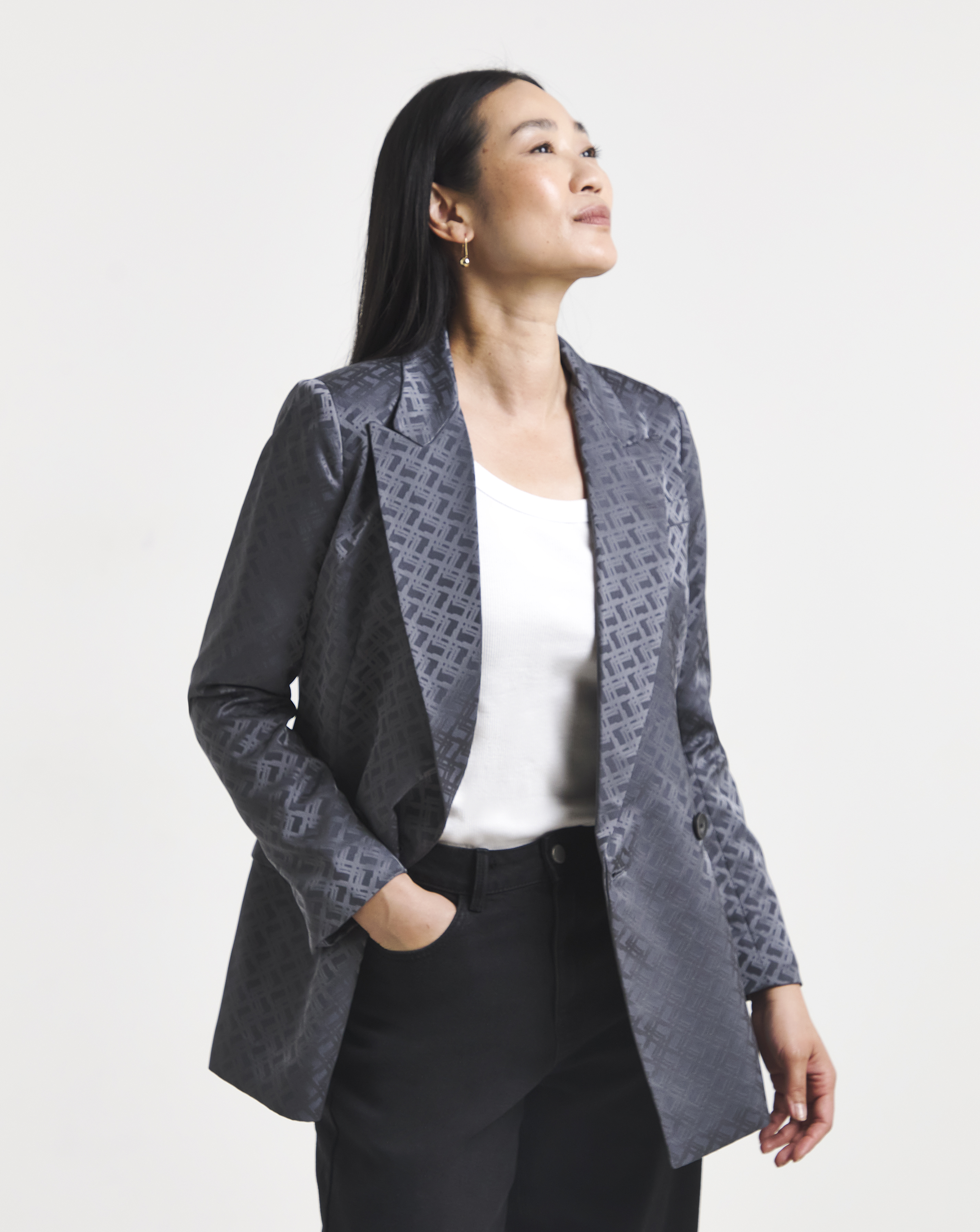 Geo Jaquard Satin DB Blazer