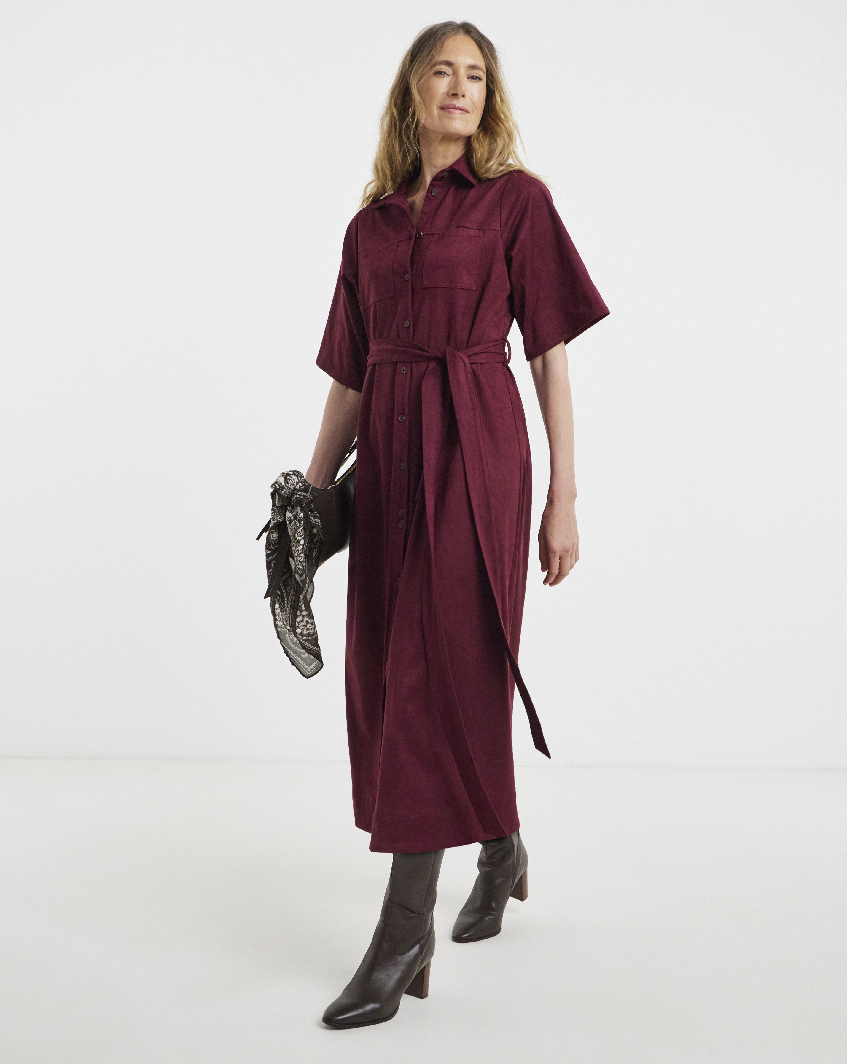 Suedette Midi Shirt Dress