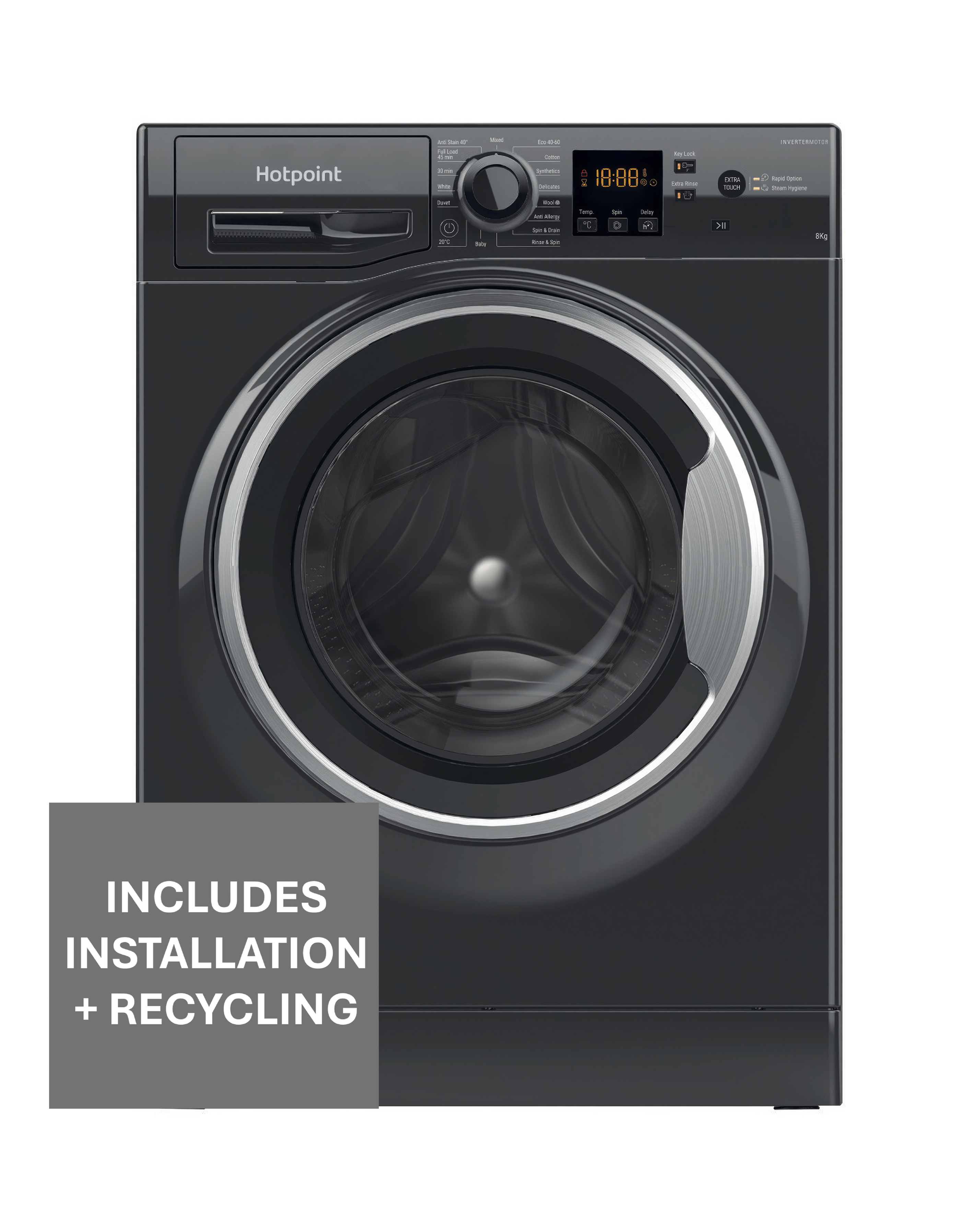 Hotpoint 8kg Washing Machine Black 1400rpm
