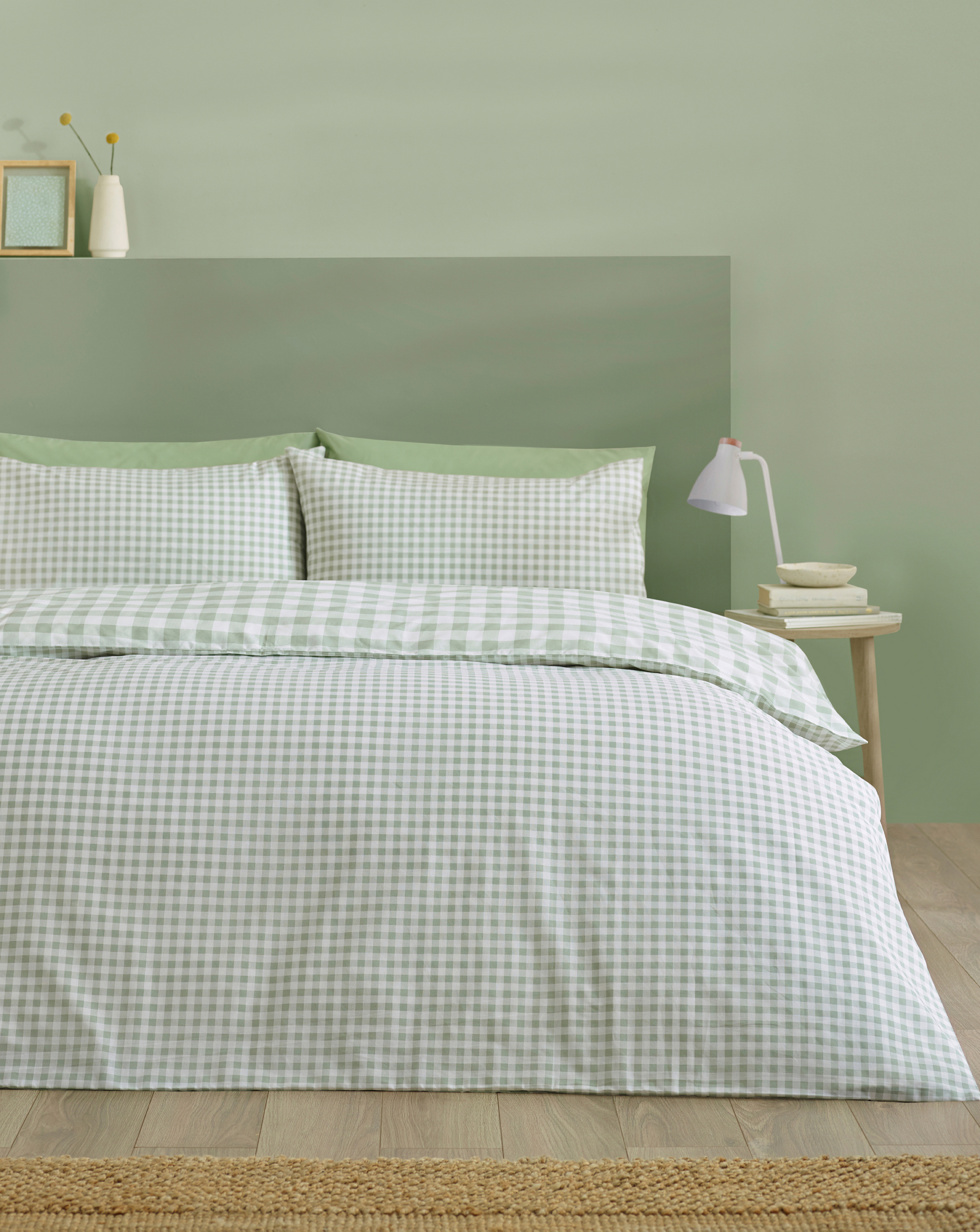 Catherine Lansfield Men's Green Cl Bamford Gingham Check Duvet Set Grn