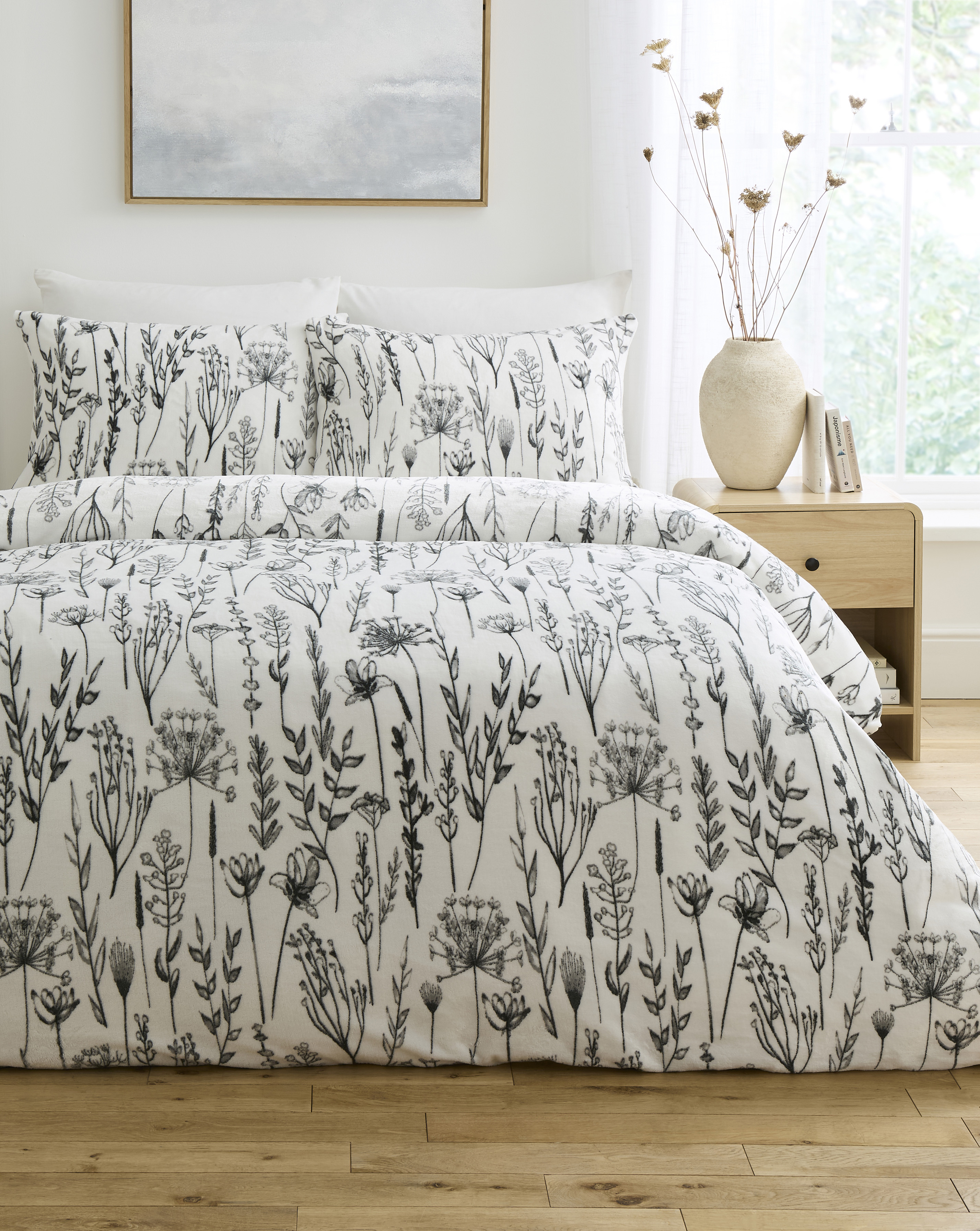 Floral Silhouette Fleece Duvet Set