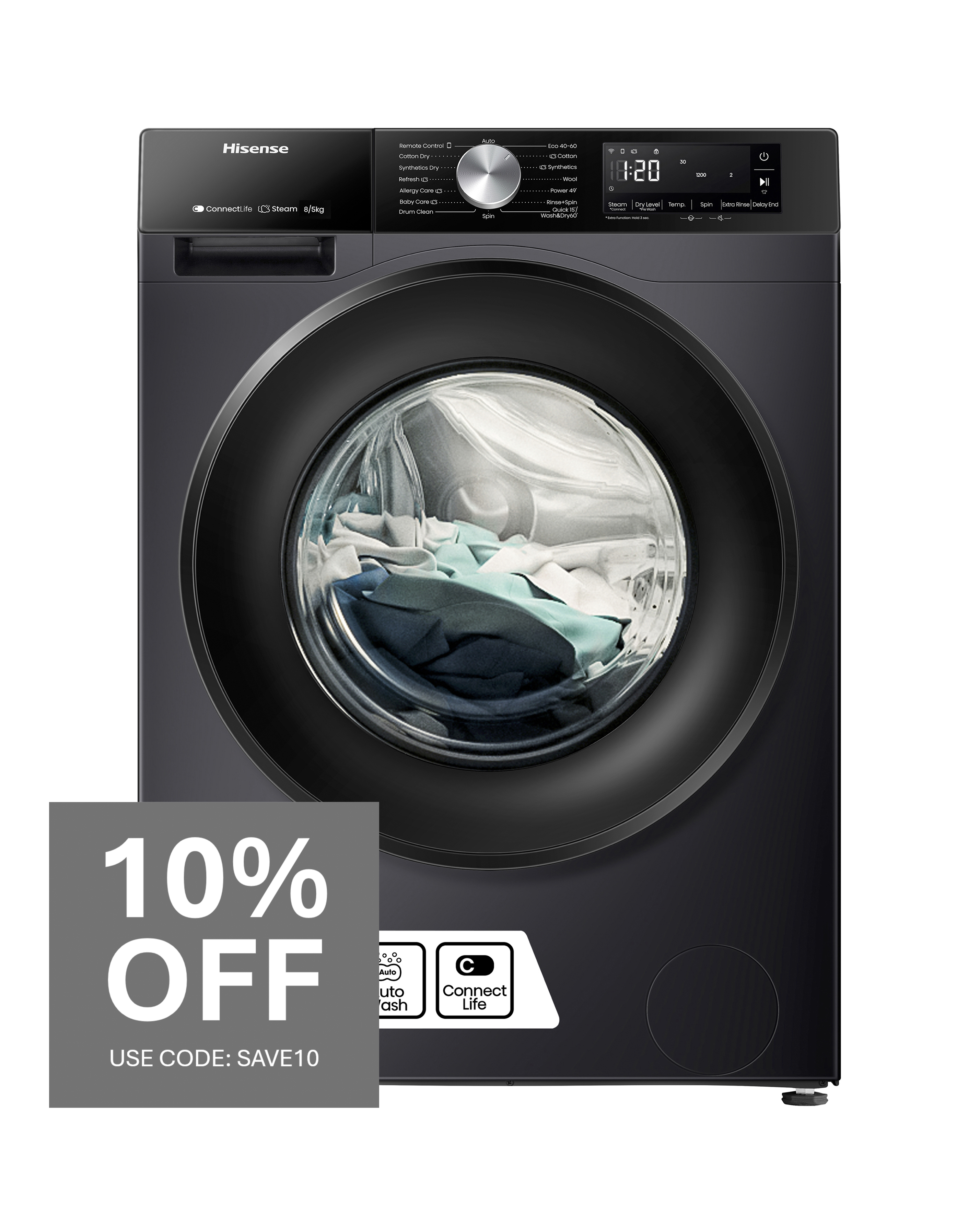 Hisense WD3S8043BB3 8kg Washer Dryer