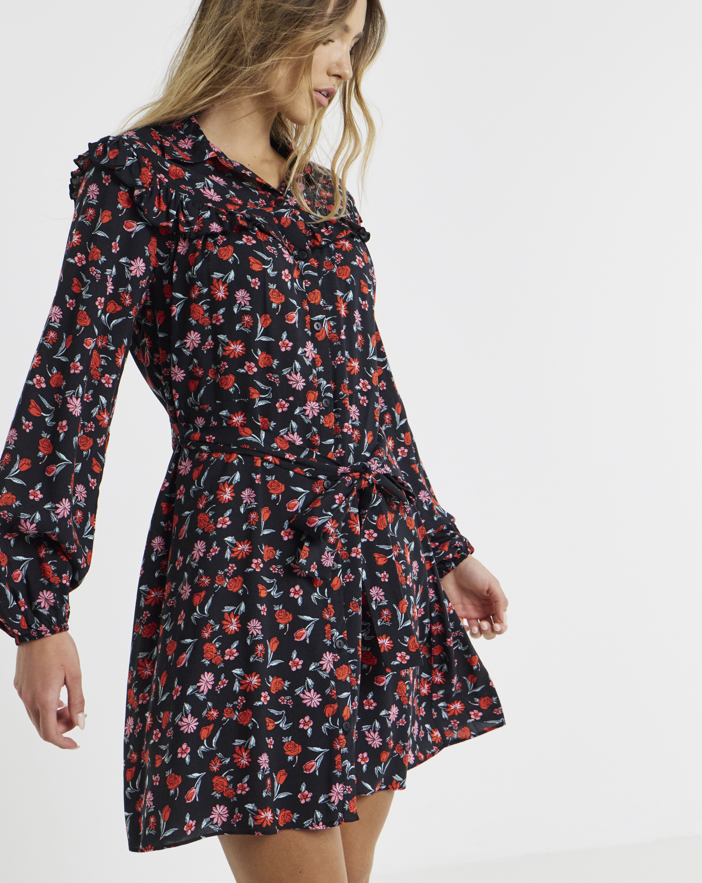 Frill Detail Shirt Dress