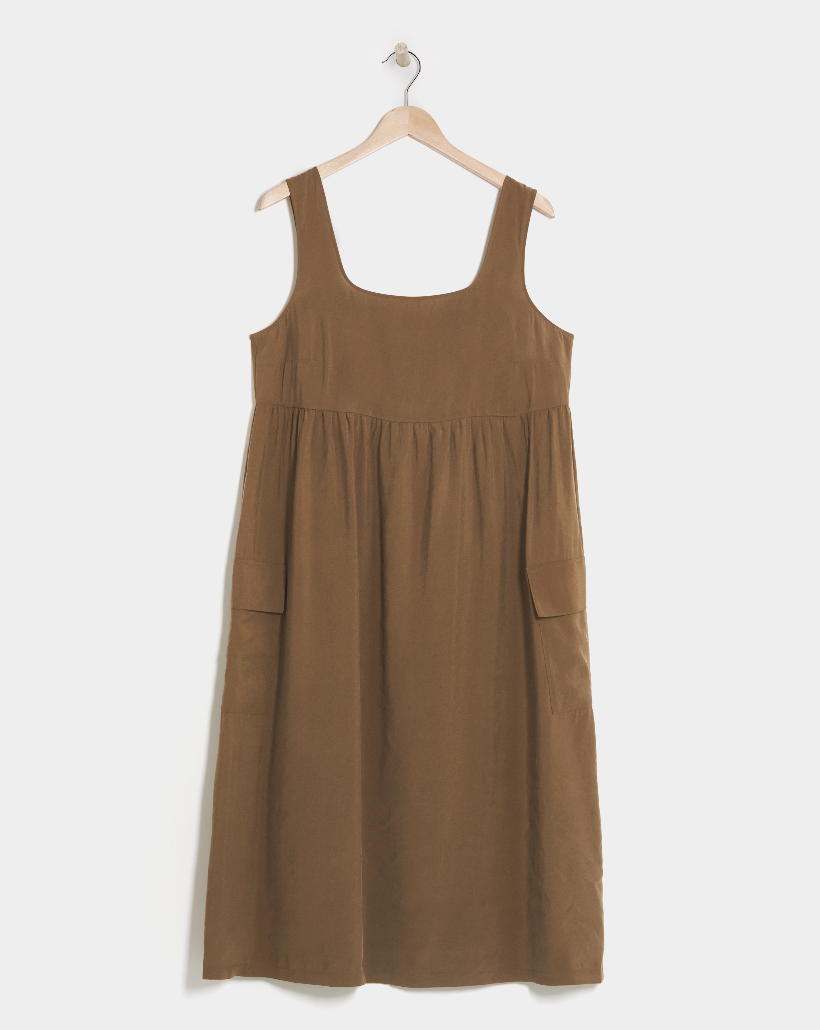 Brown Cargo Utility Midi Dress