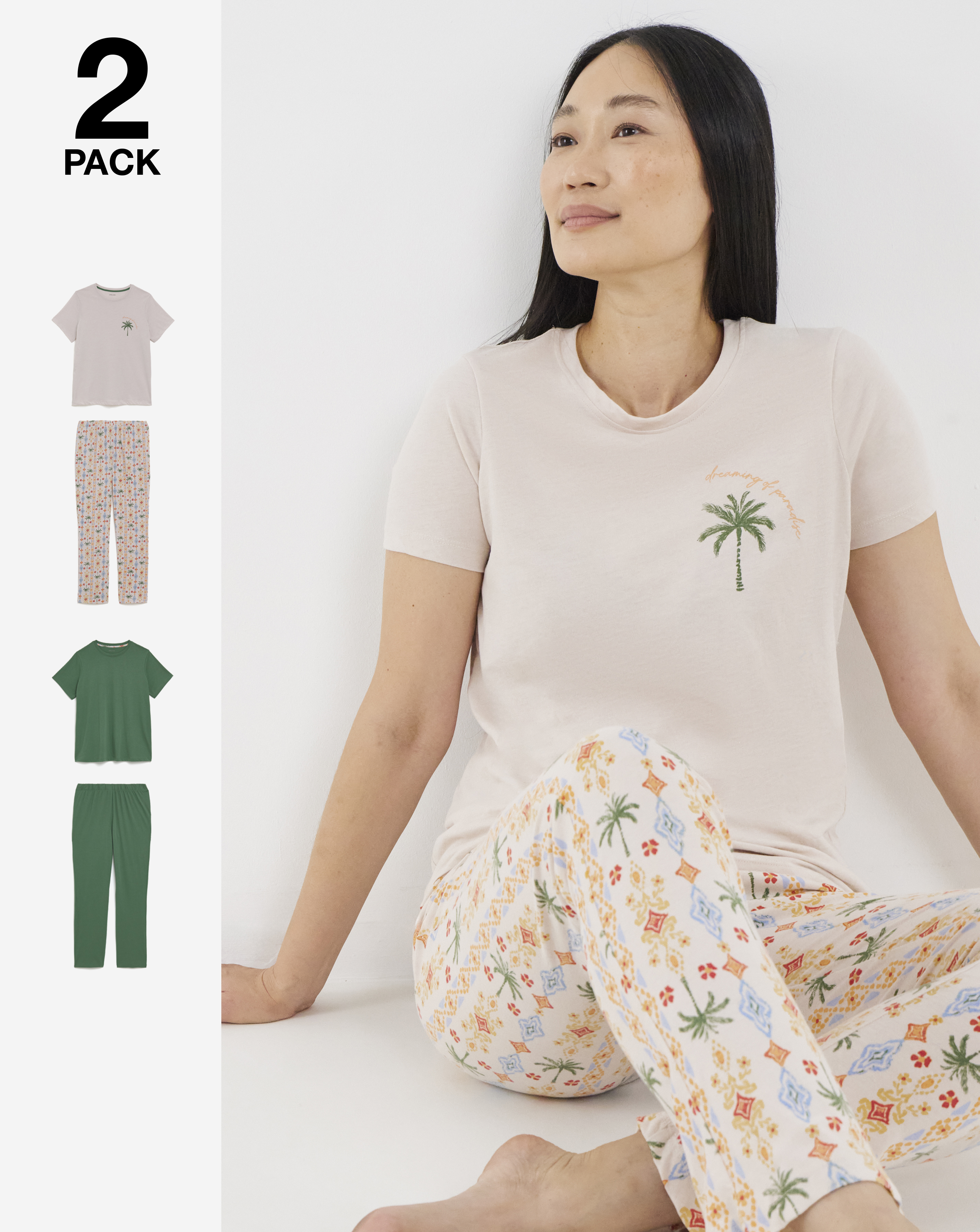 Value 2 Pack Pyjama Set Palm Print