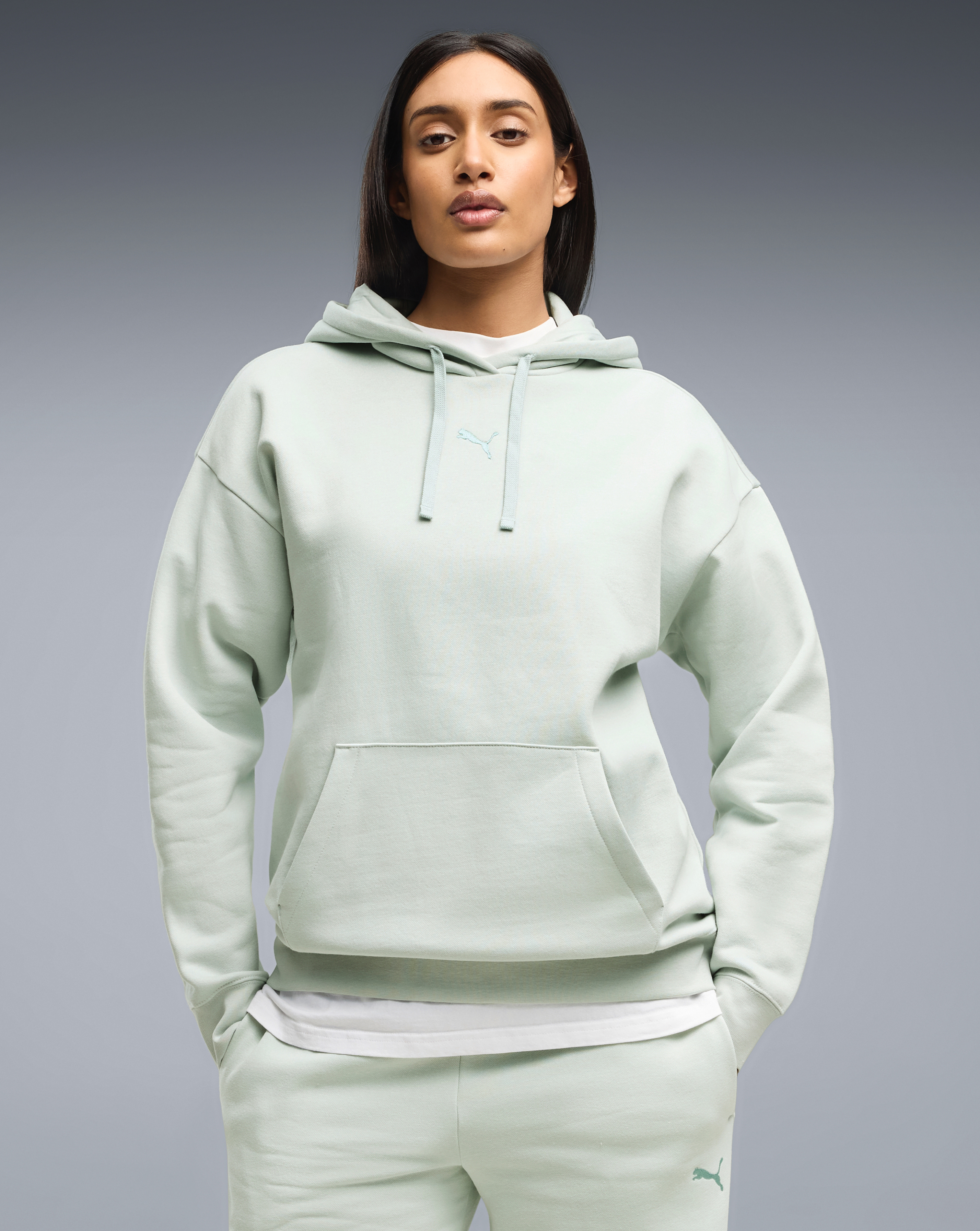 PUMA Essential Centered Cat Logo Relaxed Hoodie Full Length