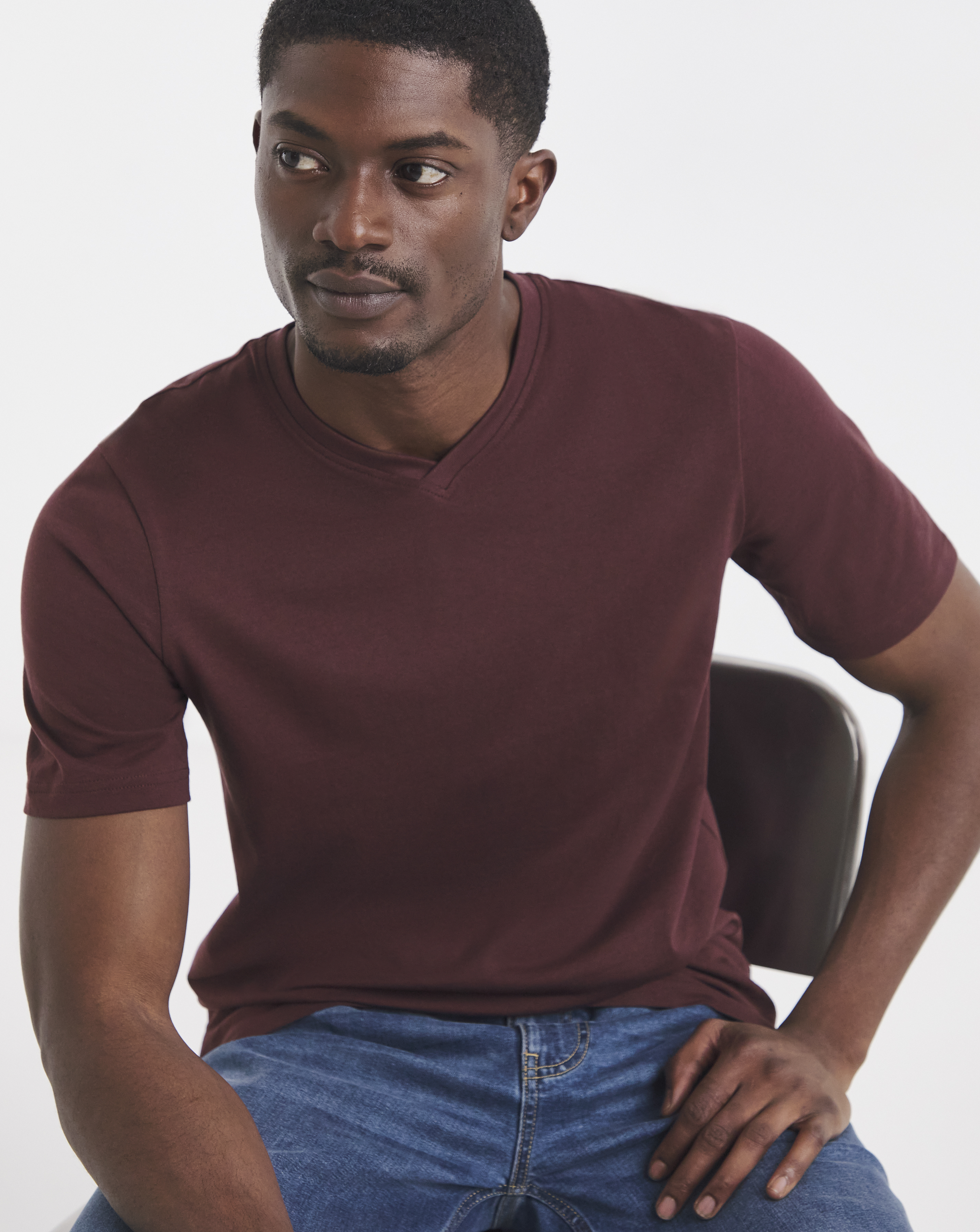 New In - Pure Cotton V Neck T-Shirt Long