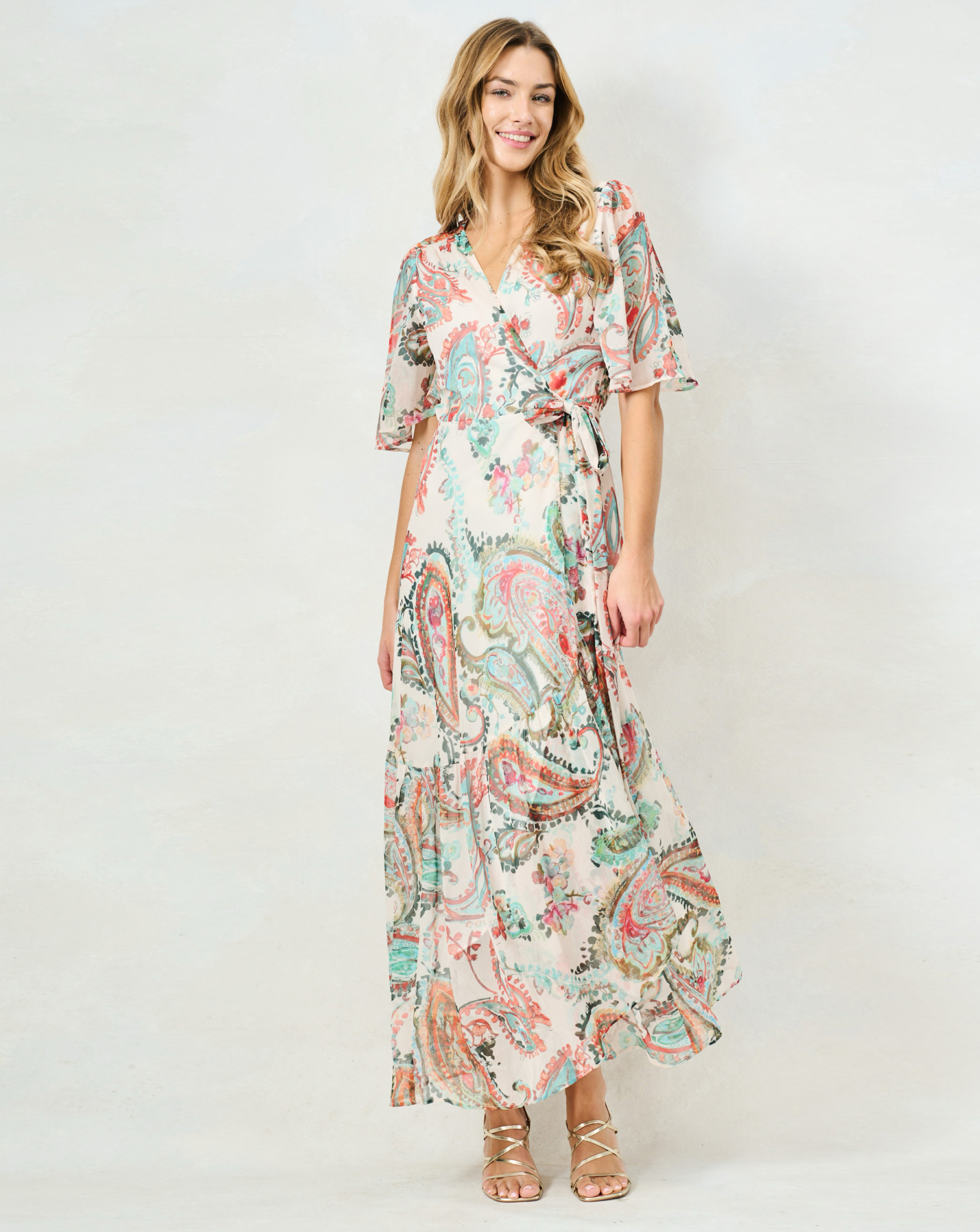 Hope & Ivy Blanche Maxi Wrap Dress
