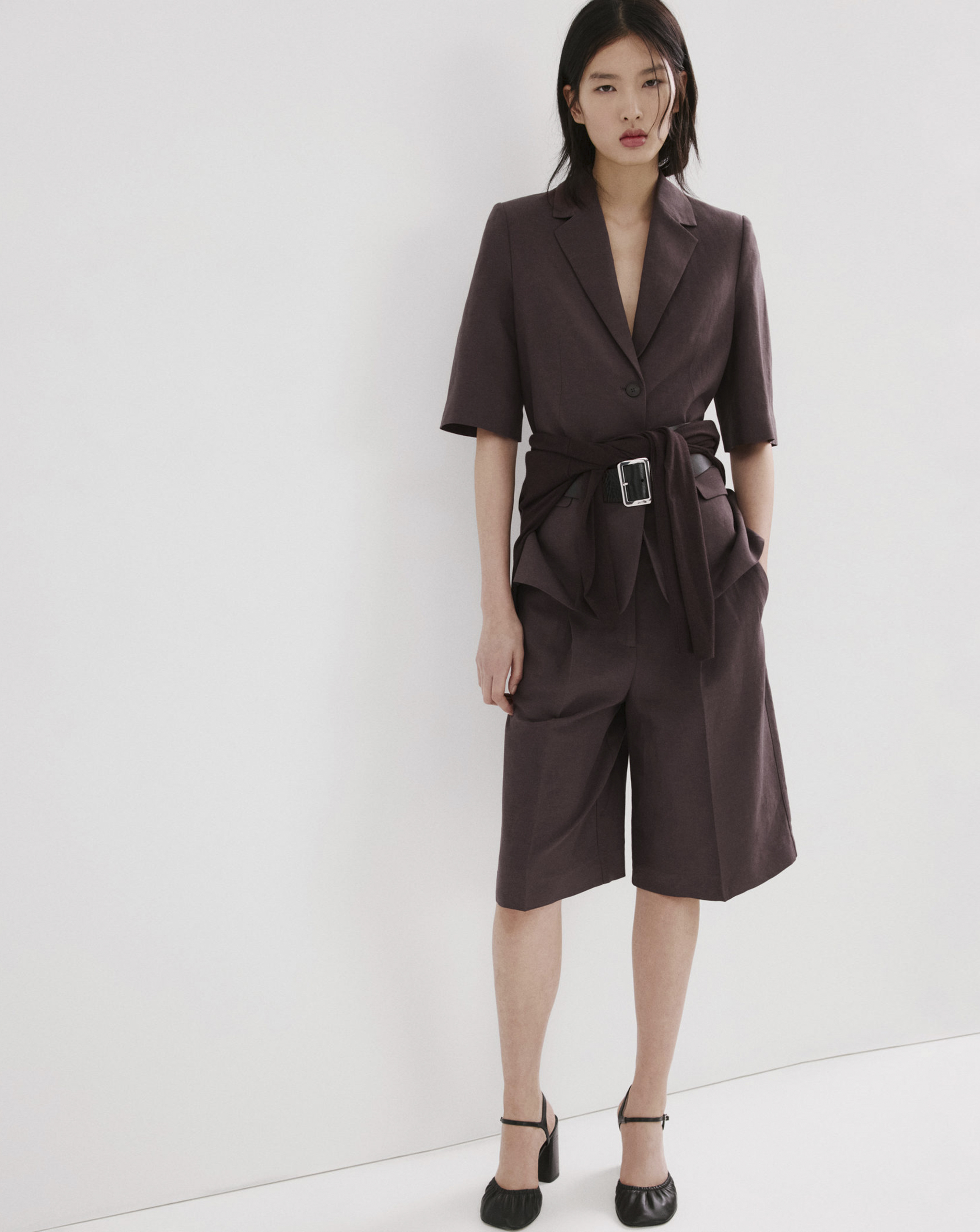 New In - Mango Straight Linen Bermuda Shorts