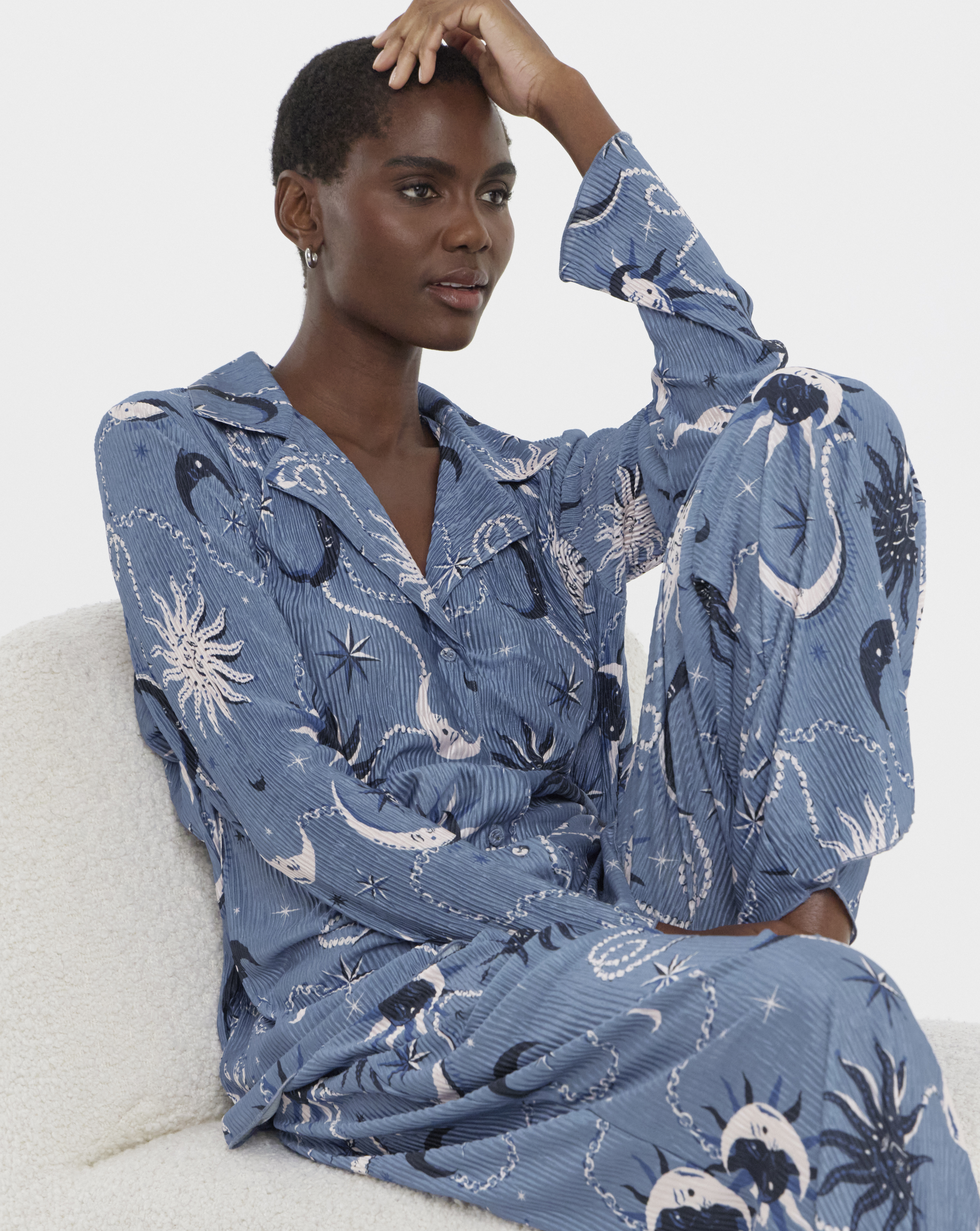 New In - Celestial Button Plisse Pyjama Set