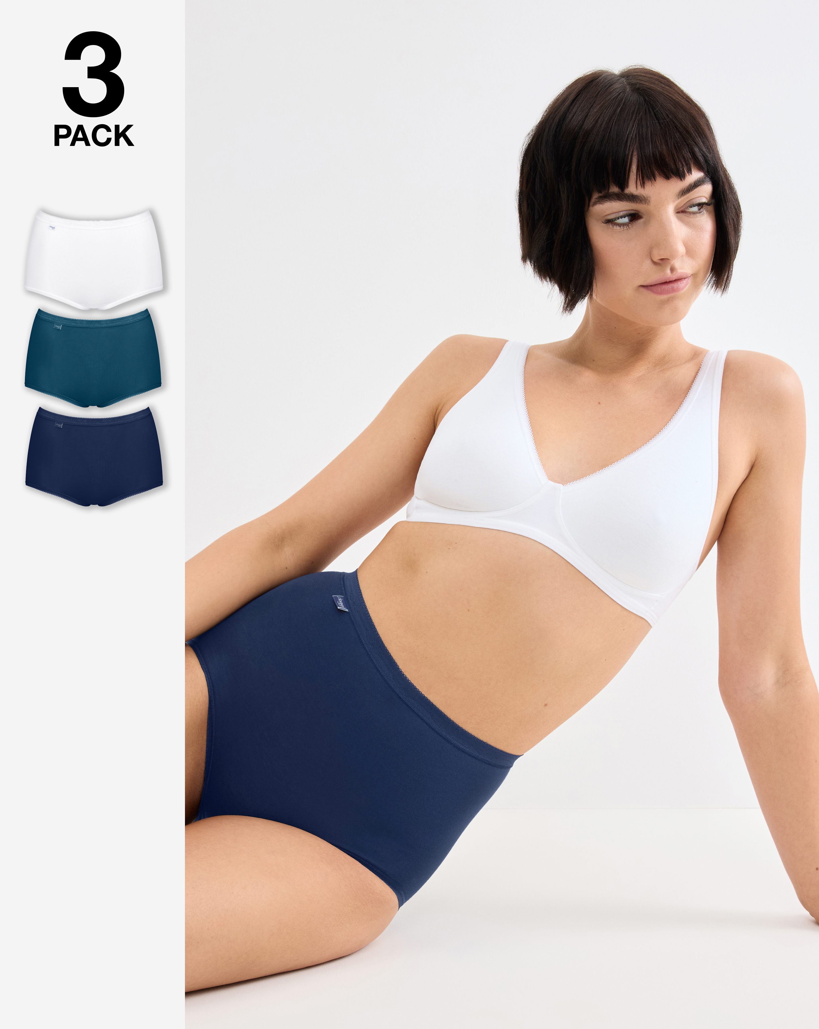 Sloggi Blue Multi-Coloured 3Pk Basic Maxi Briefs Size 26