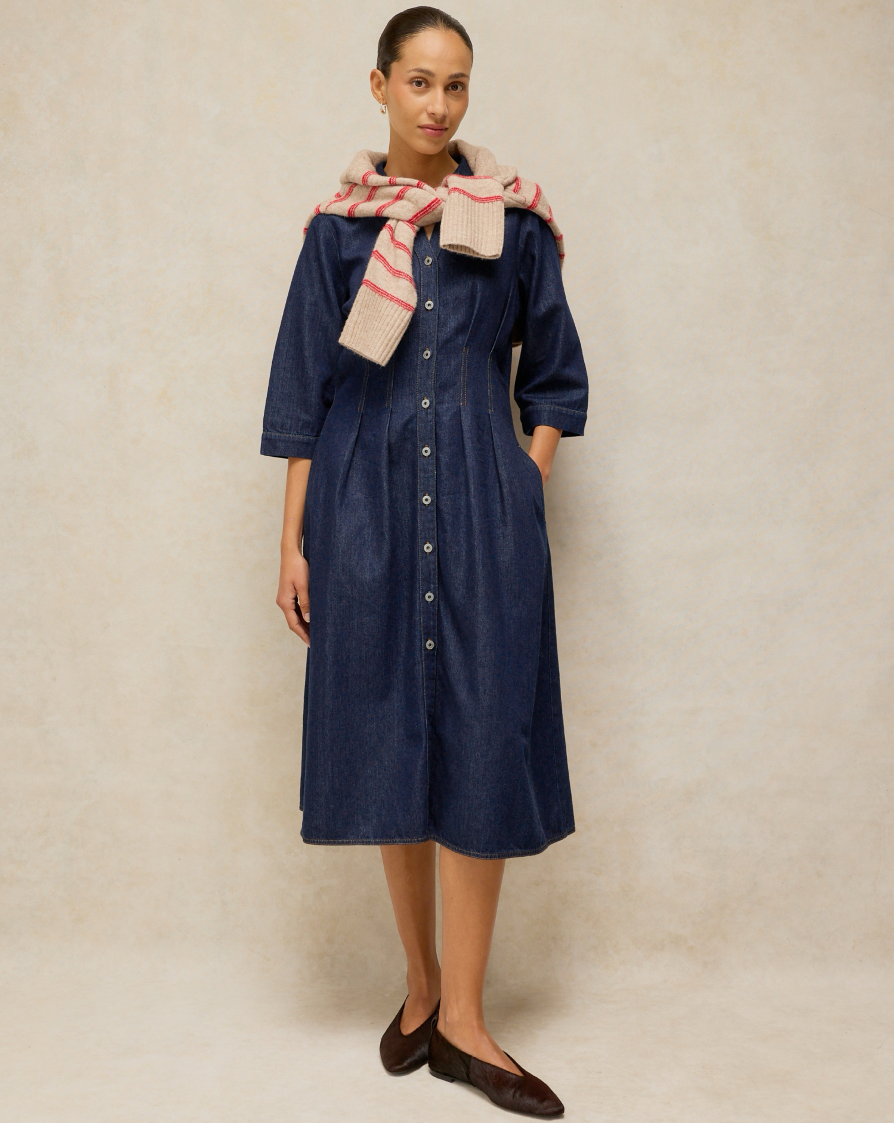 White Stuff Luna Denim Pleat Dress