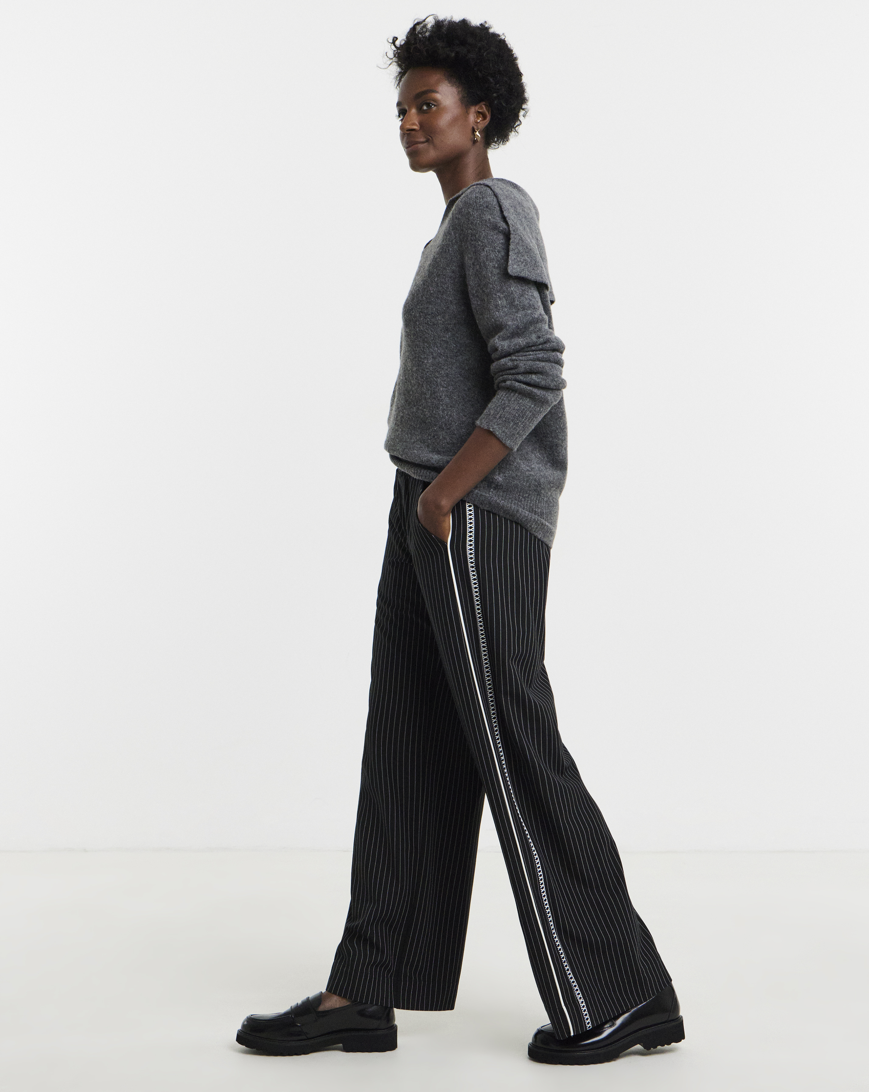 Stripe Trouser With Side Panel