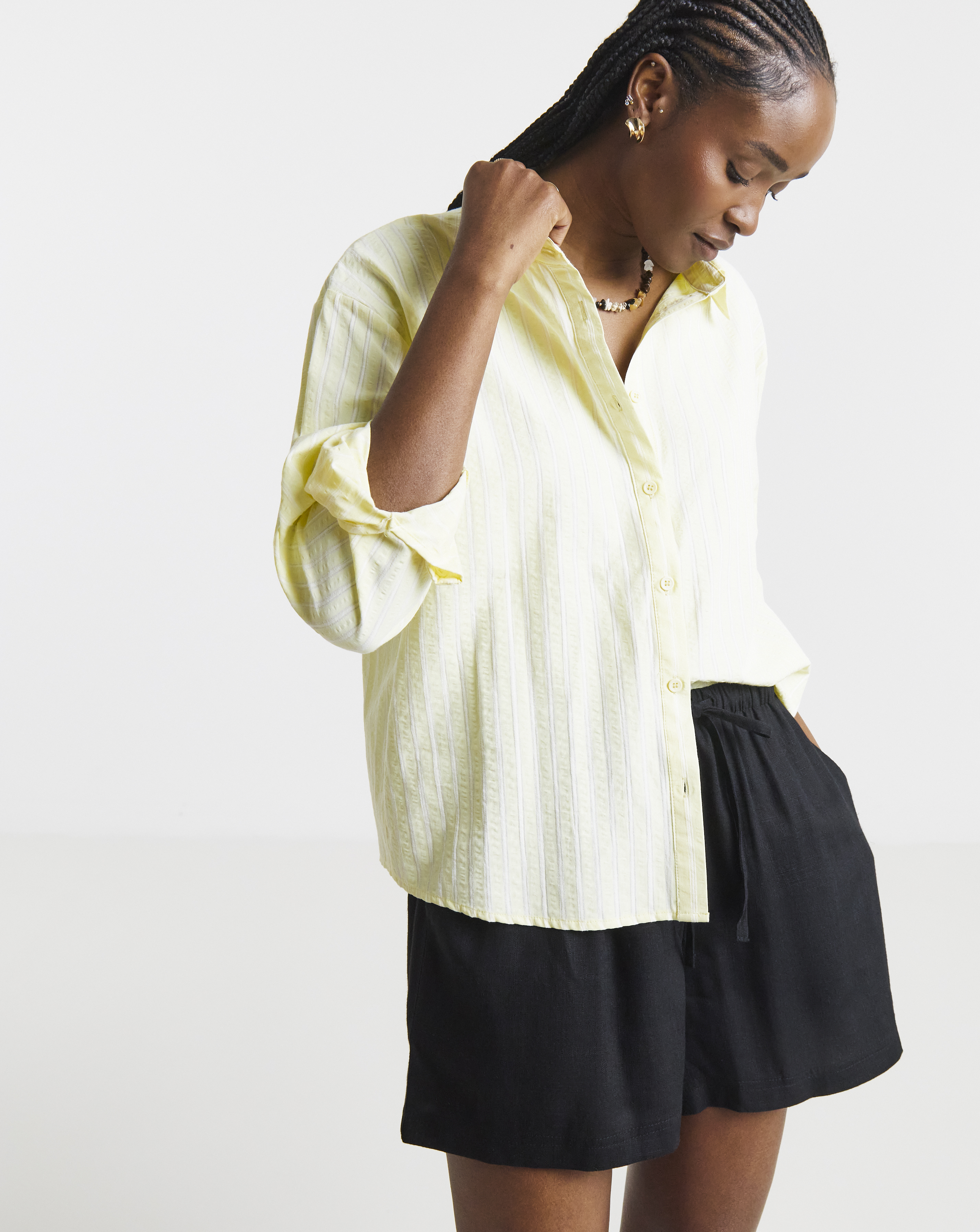 Simply Be Tie Waist Linen Mix Shorts