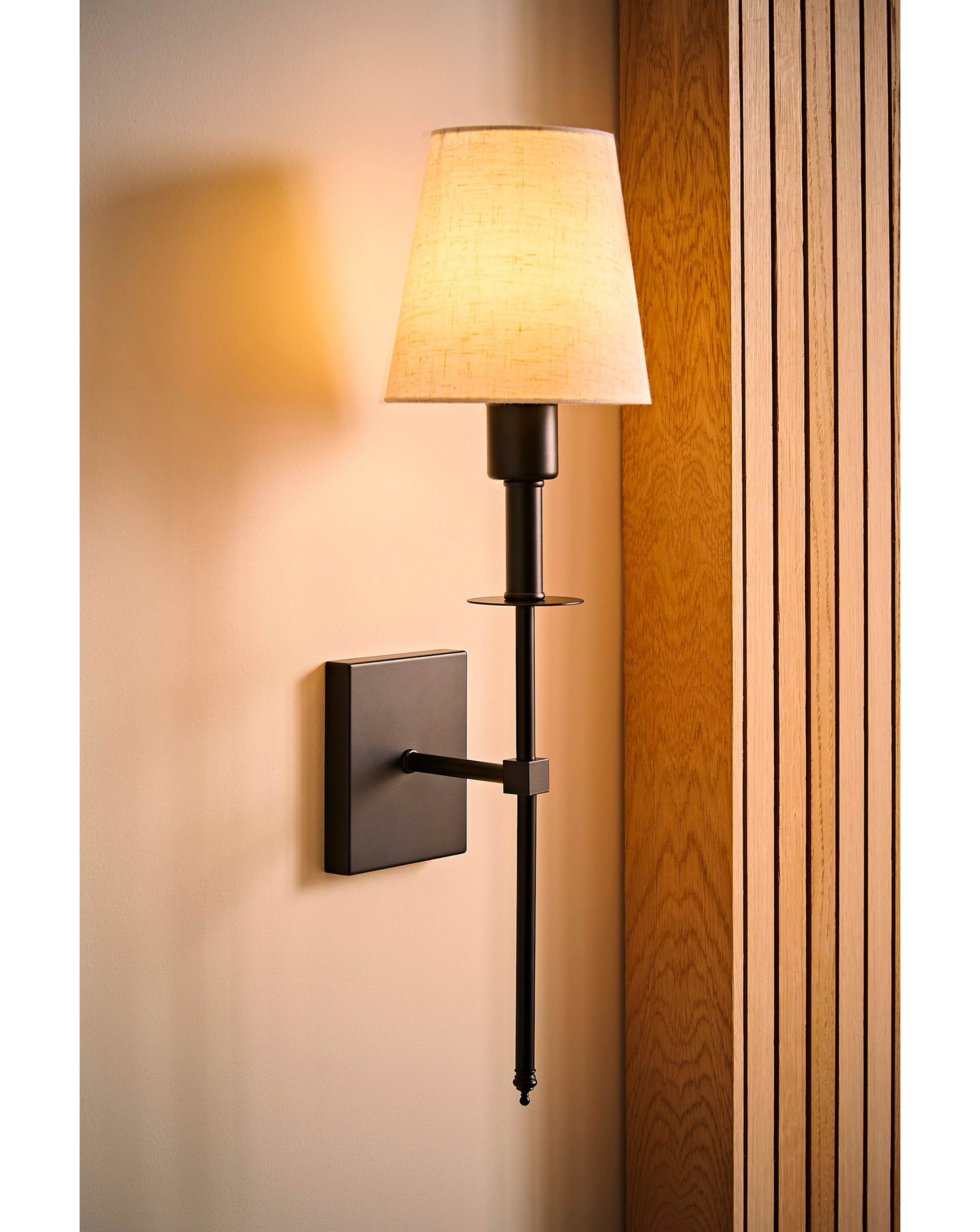 ValueLights Kincaid Black Rechargeable Easy Fit Wall Light with Shade