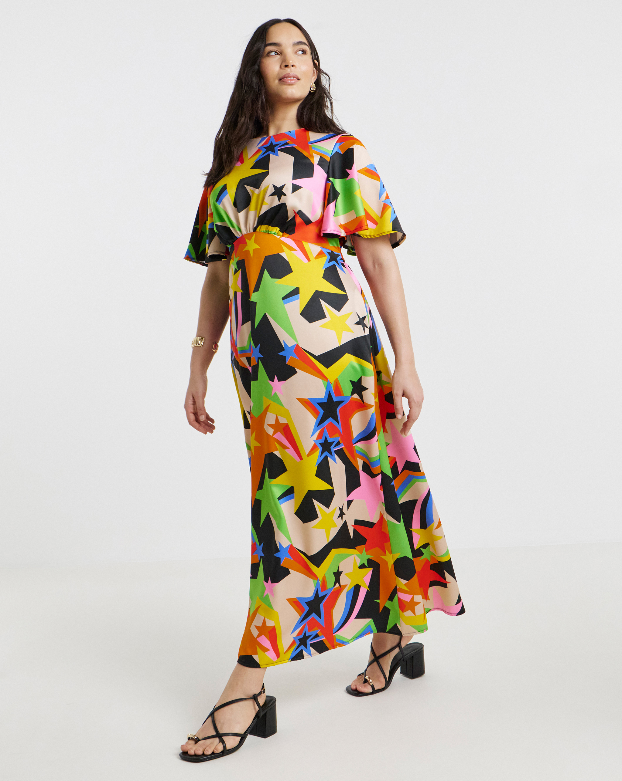 fashion world dresses and prices Short Sleeve Printed Mesh Dress main image 0