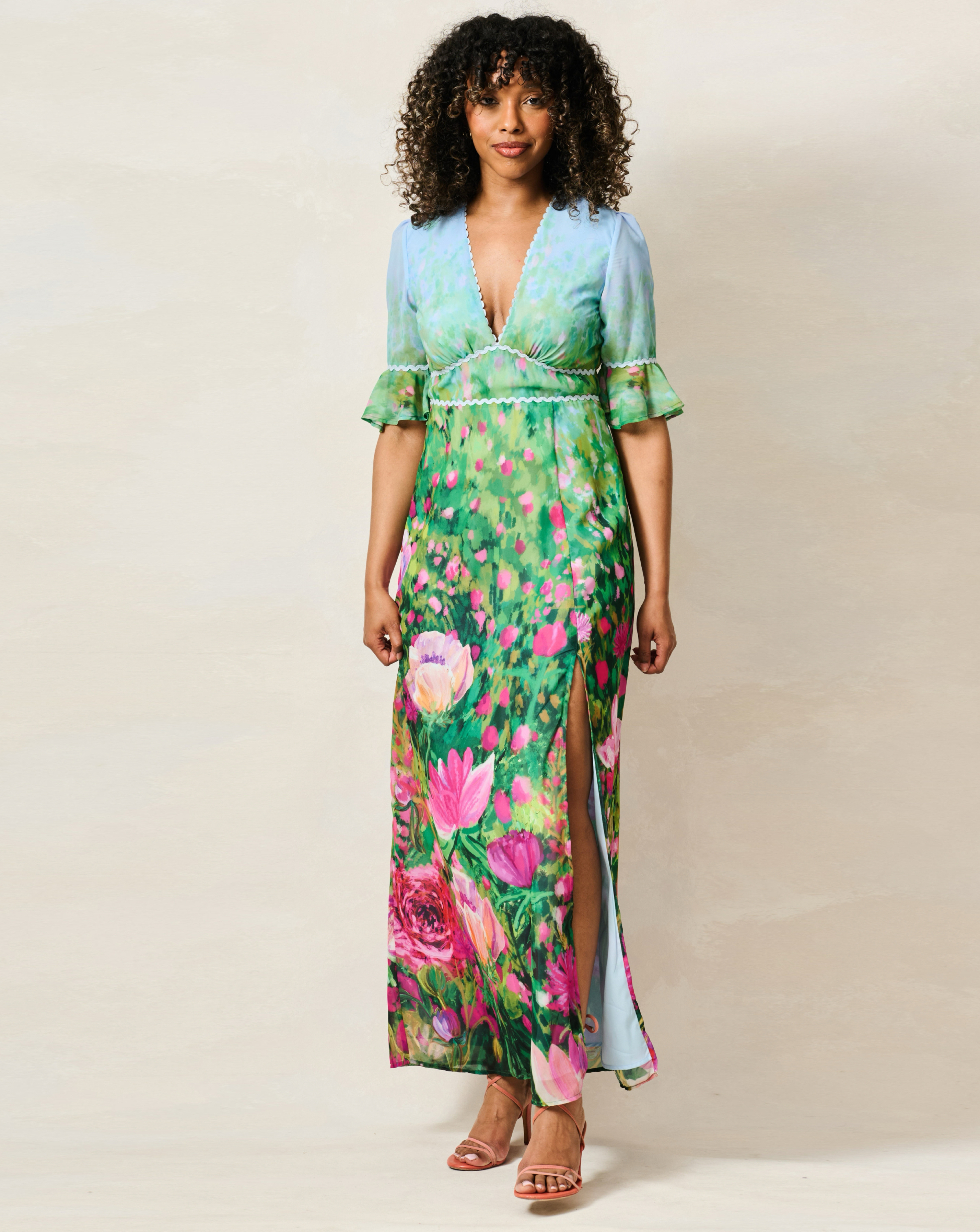 Hope & Ivy Solenne Maxi Print Dress