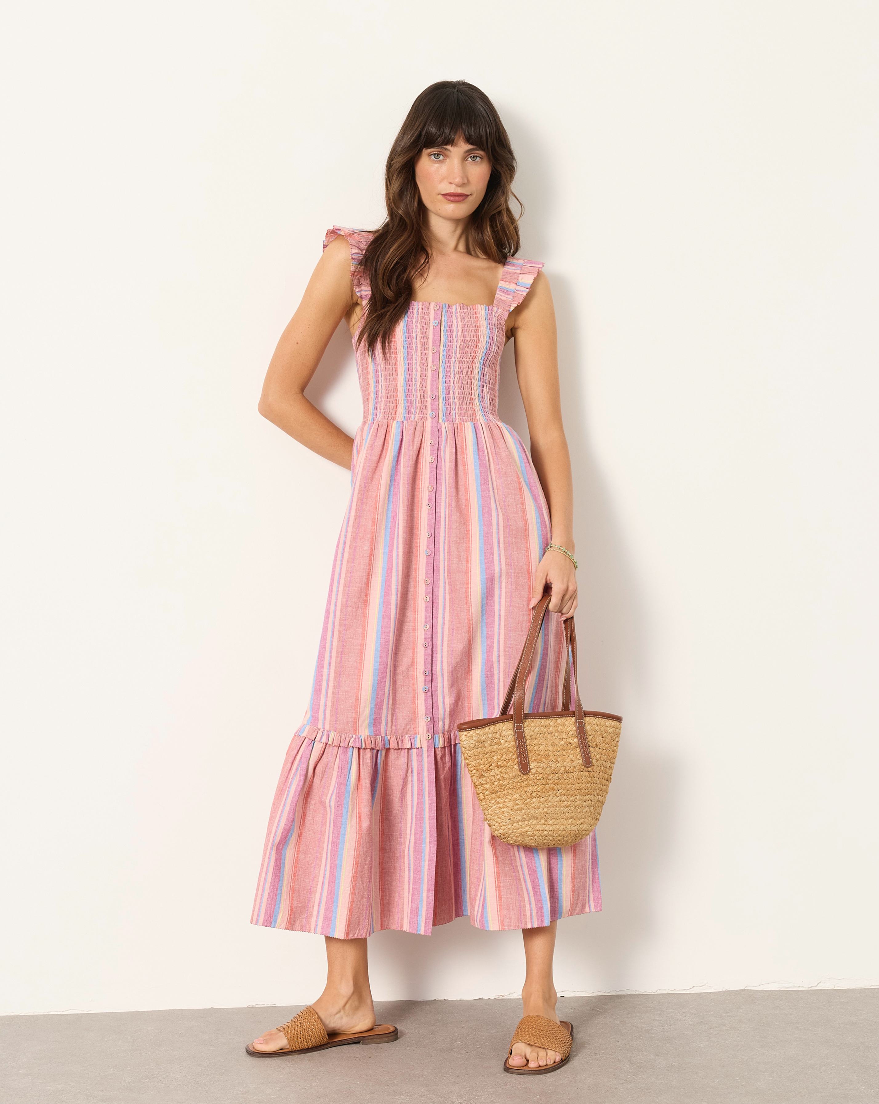 New In - FatFace Eva Stripe Midi Dress
