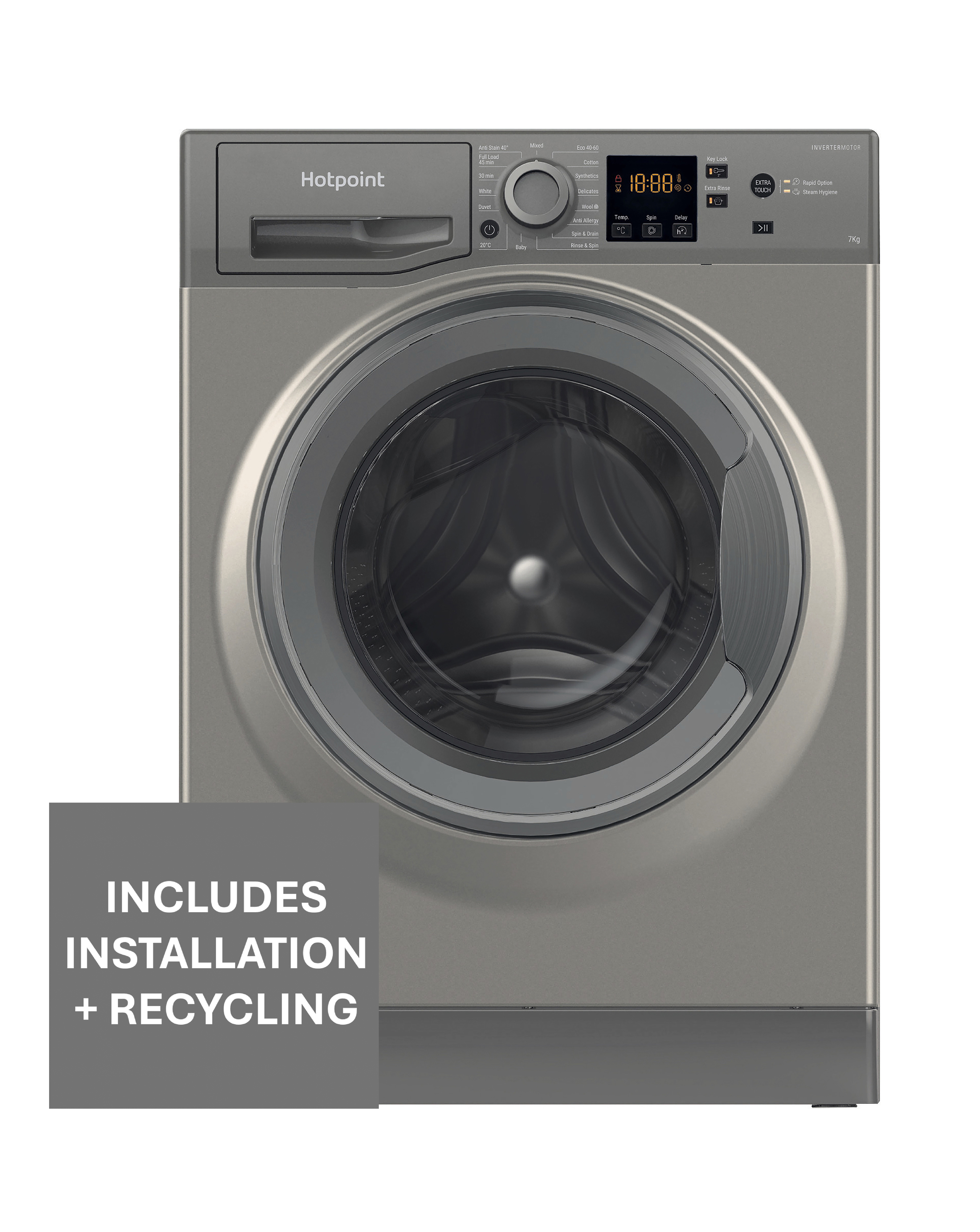 Hotpoint NSWM 7469 GG UK 7kg, 1400rpm, Washing Machine - Graphite + Installation