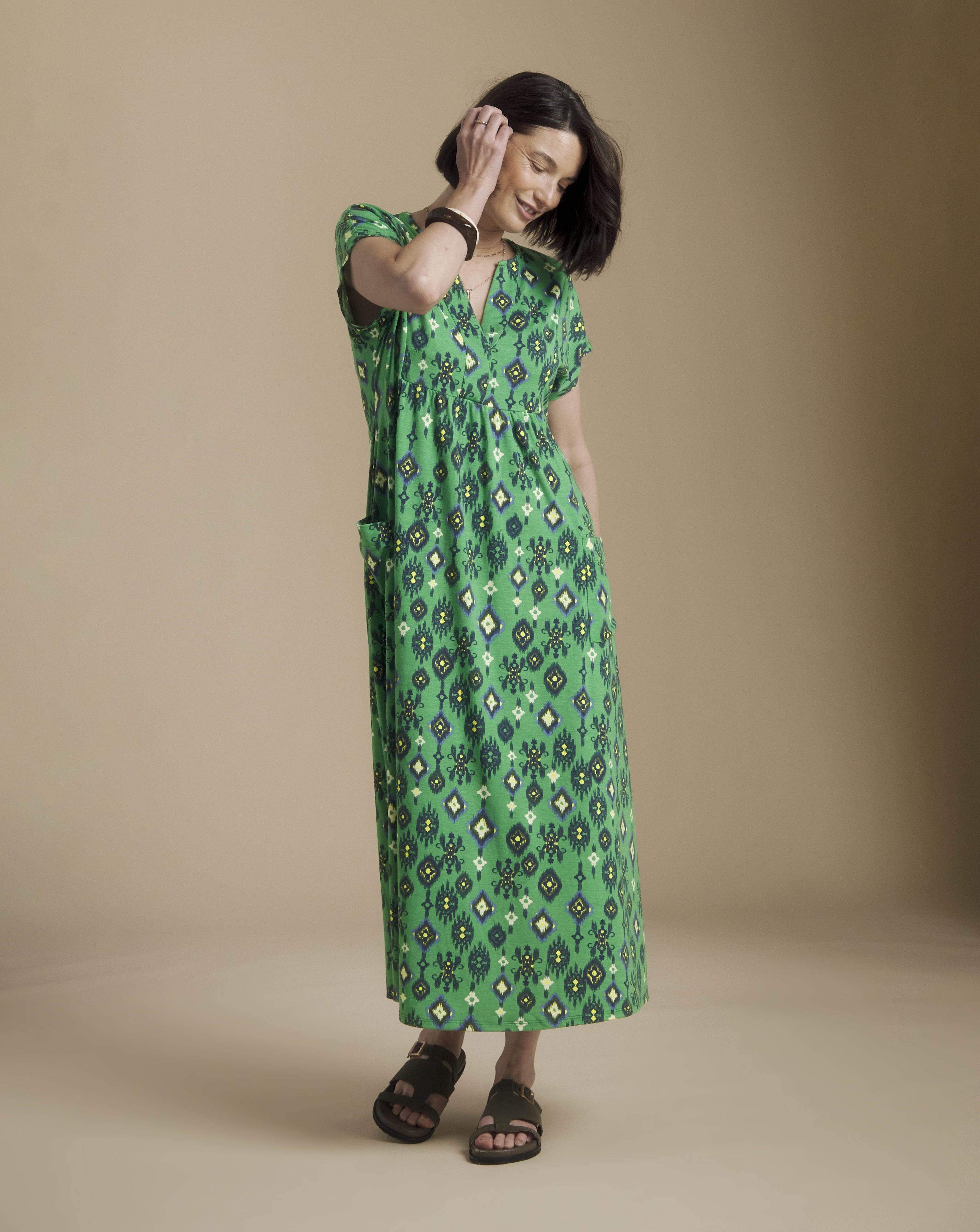 New In - Julipa Printed Pocket Jersey Midi Dress