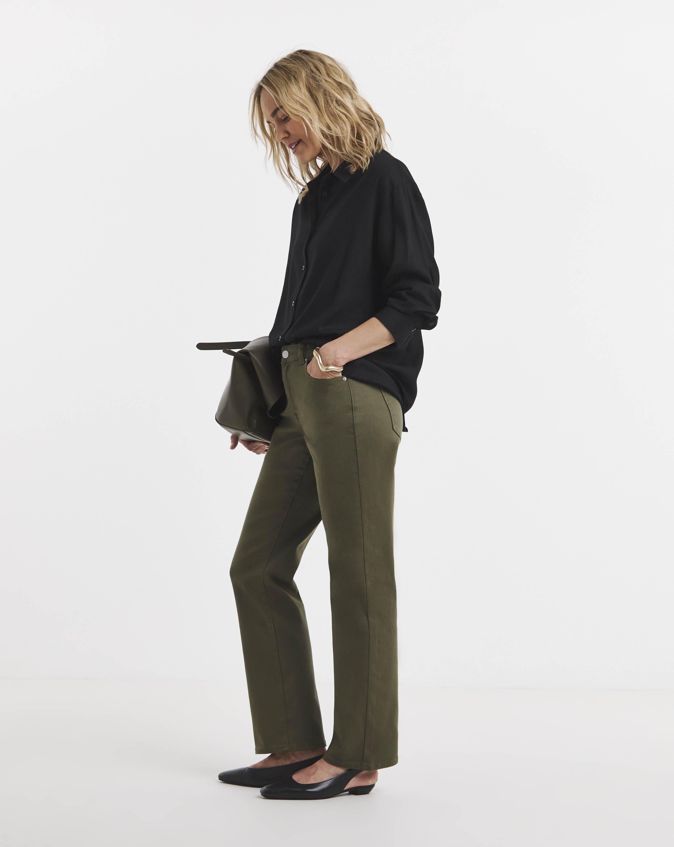 Olive Authentic Relaxed Straight Leg Jeans