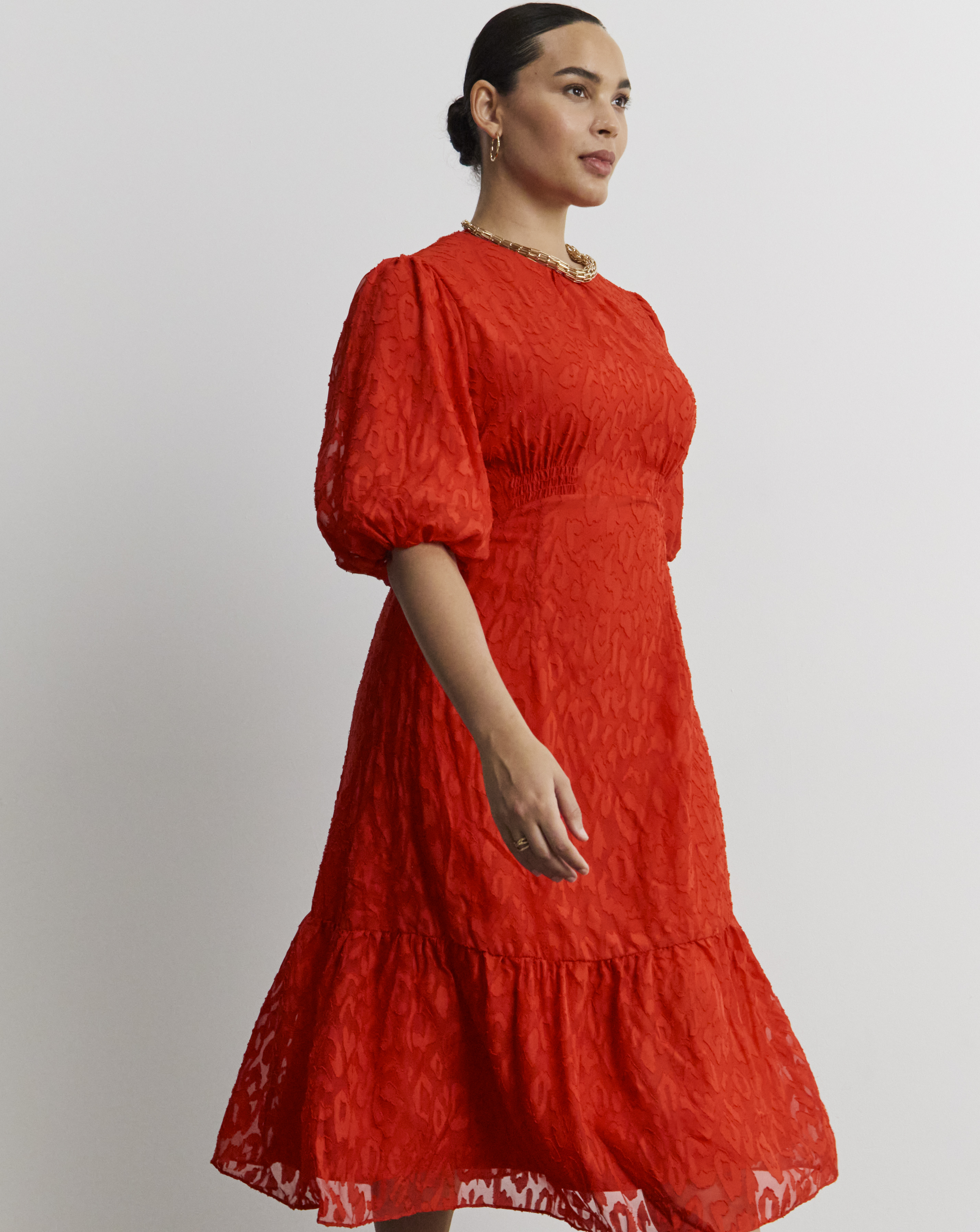 Joanna Hope Burnout Bubble Sleeve Dress
