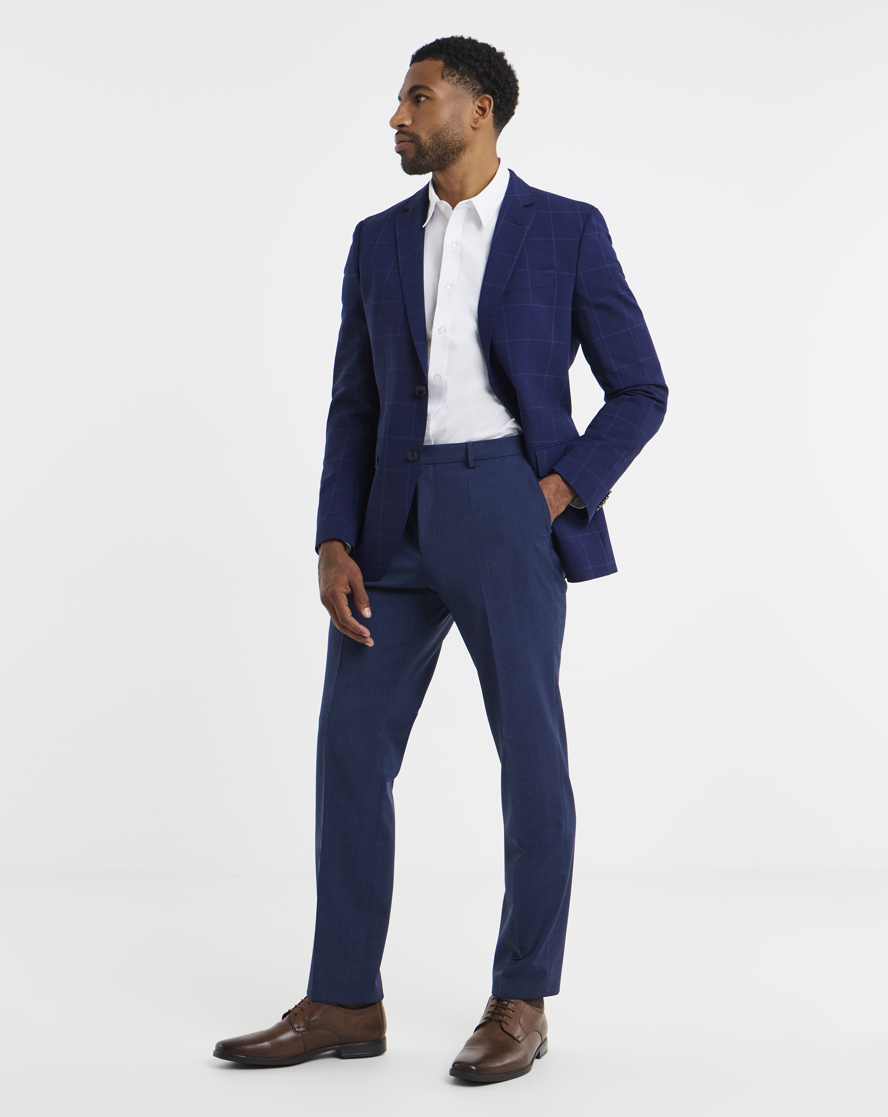 BOSS Navy Wool Mix Suit Trouser