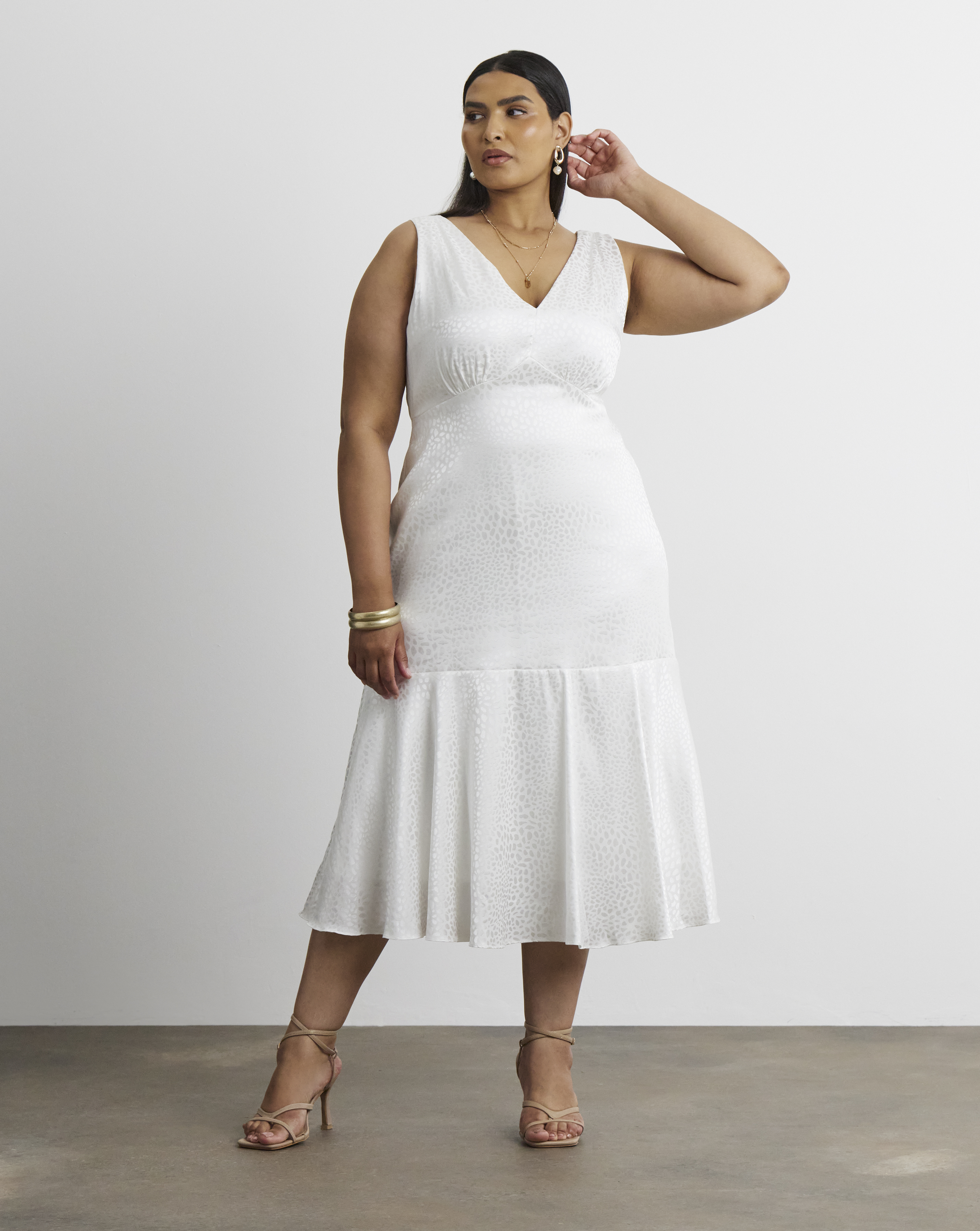 Joanna Hope Ivory Jacquard Bridal Midi Dress