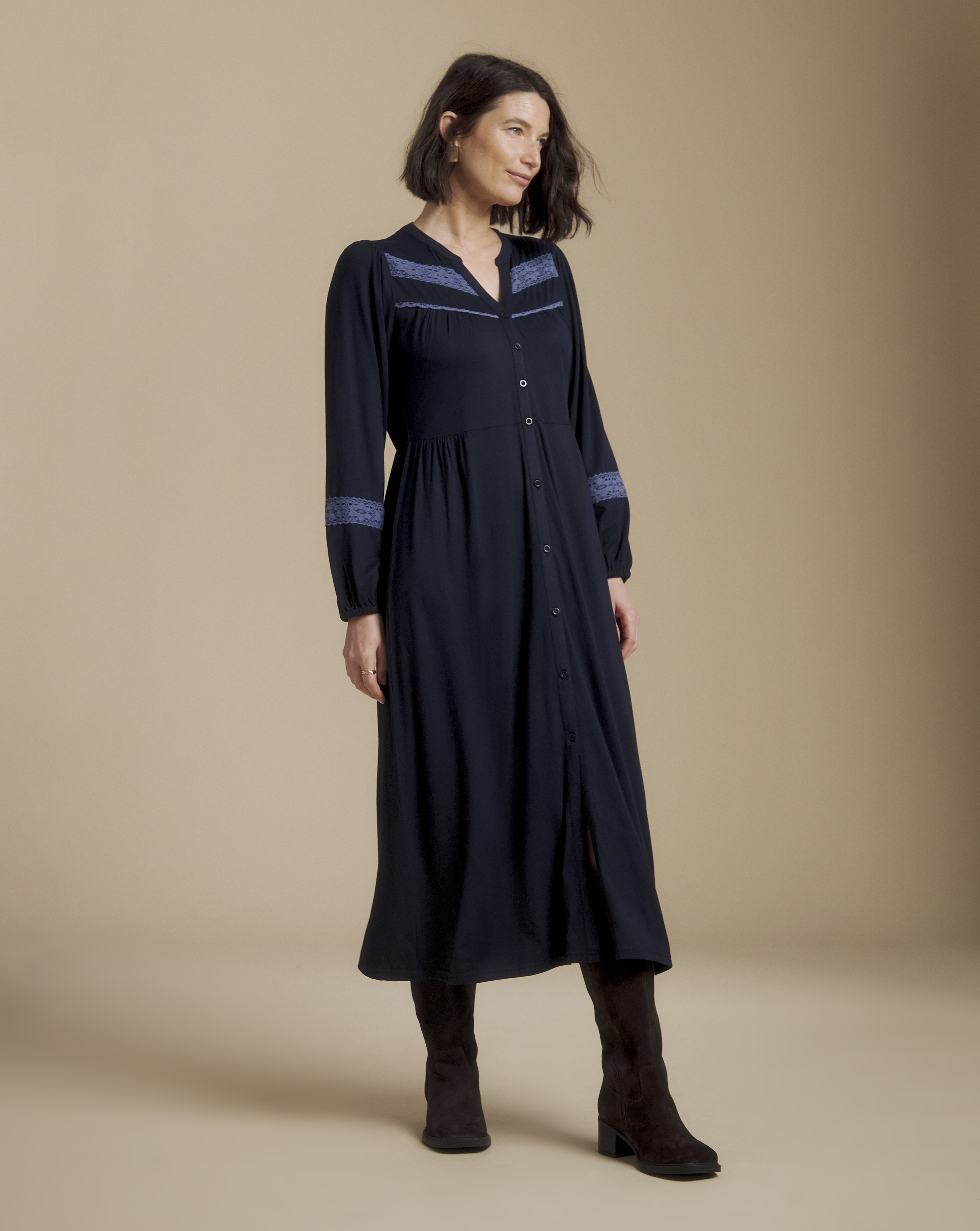 Julipa Petite Lace Trim Midi Dress