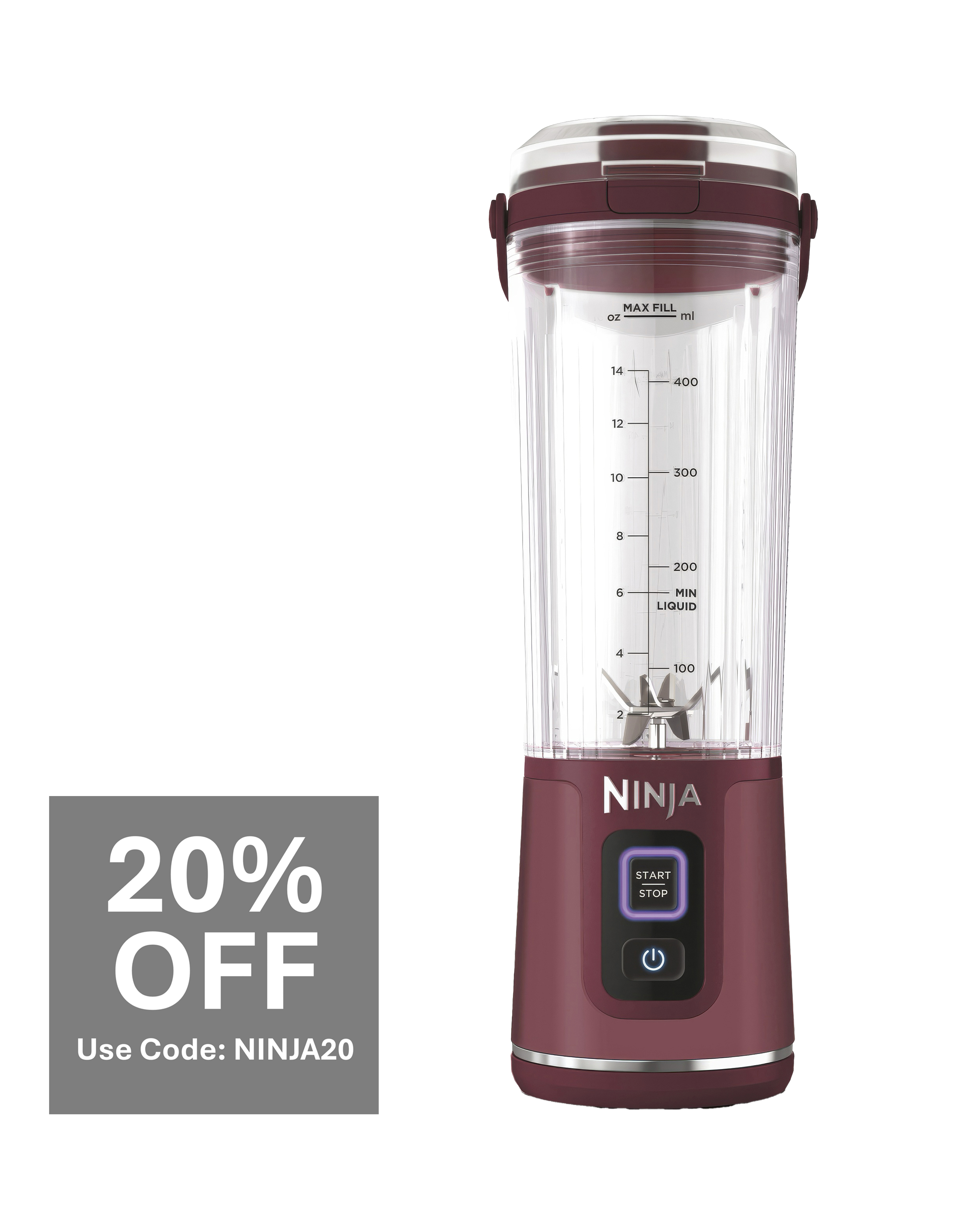 Ninja Blast Cordless Portable Blender Cranberry BC151UKCR