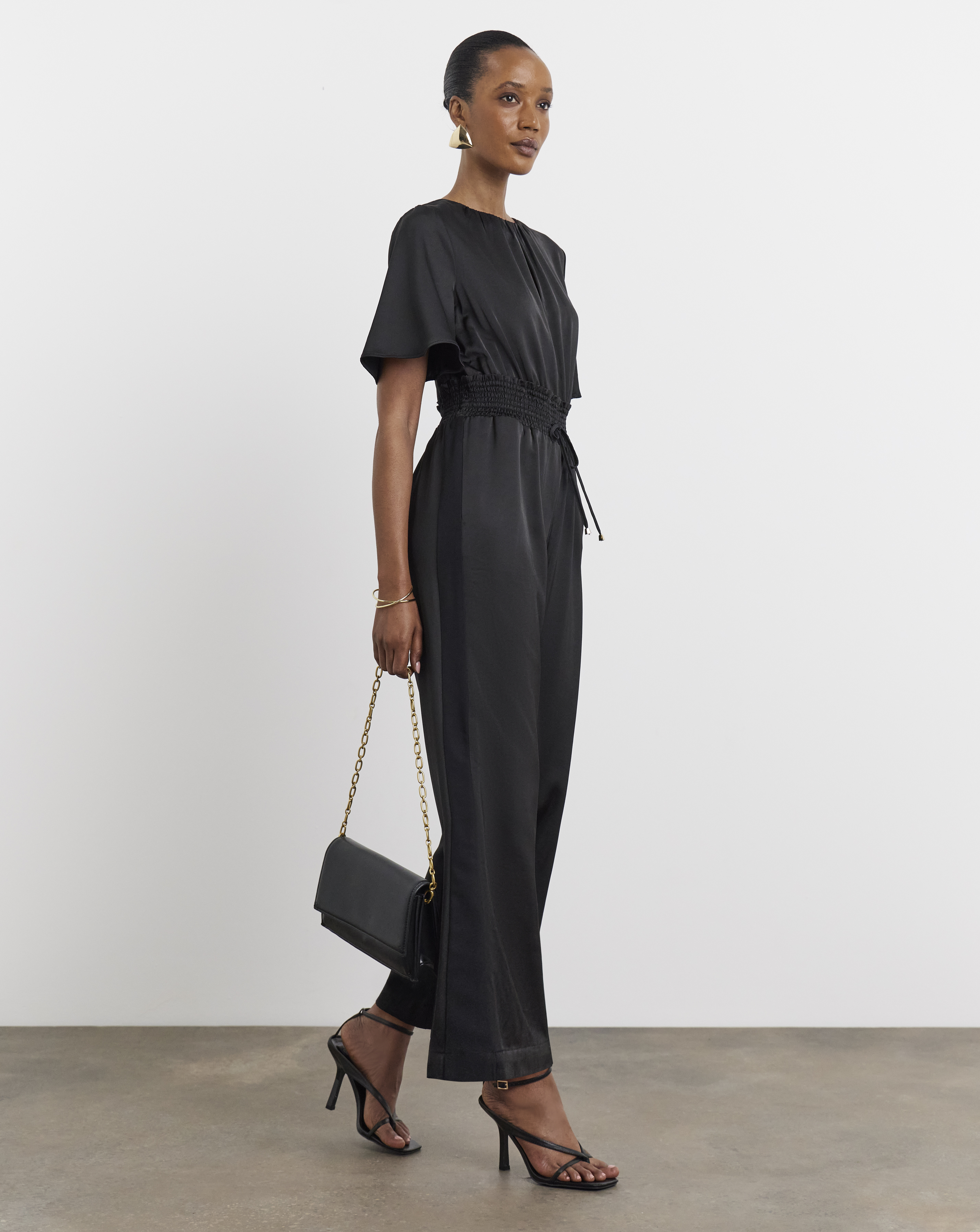 Joanna Hope Black Satin Jumpsuit