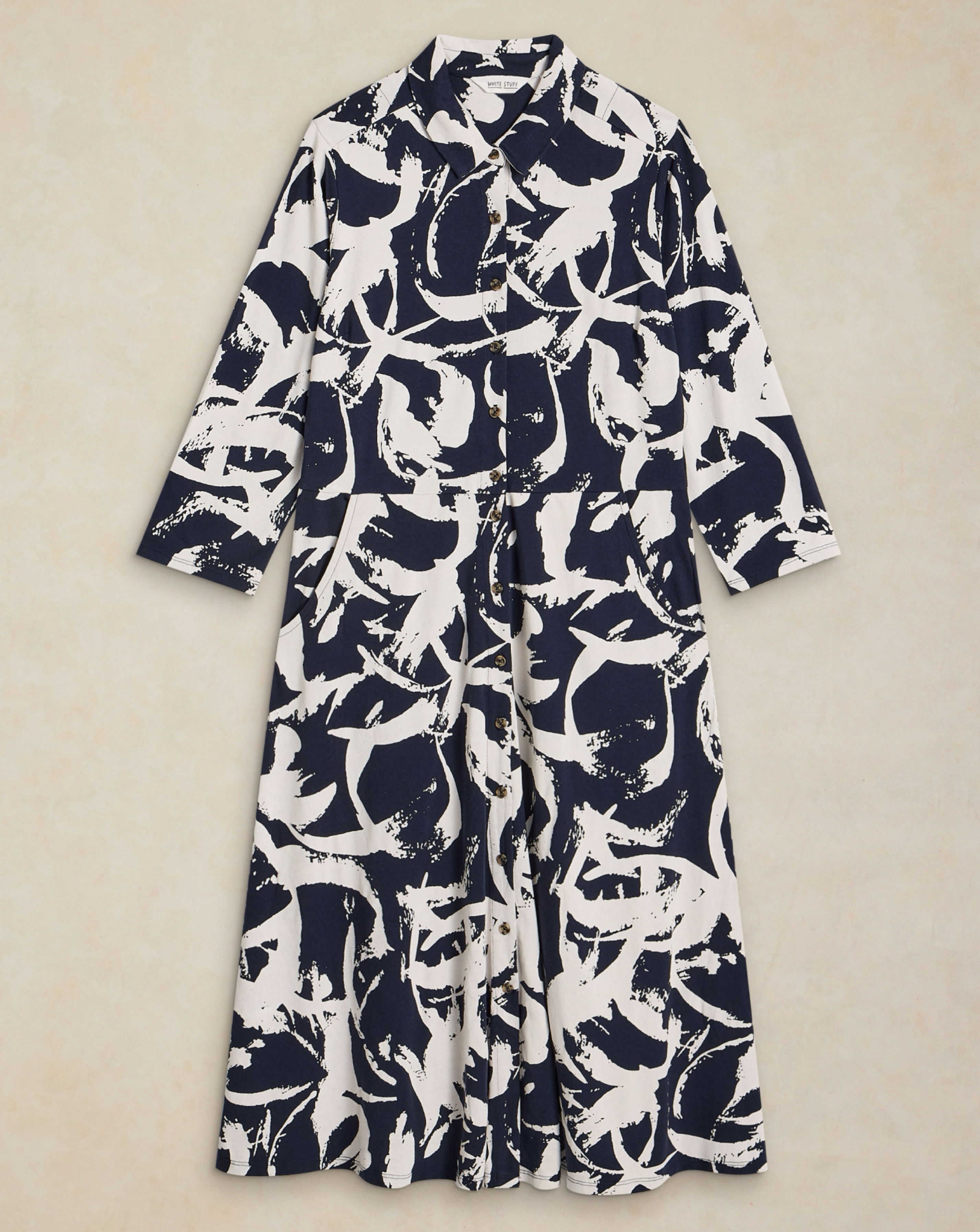 White Stuff - Women's - Rua Jersey Dress - Navy Print - 24