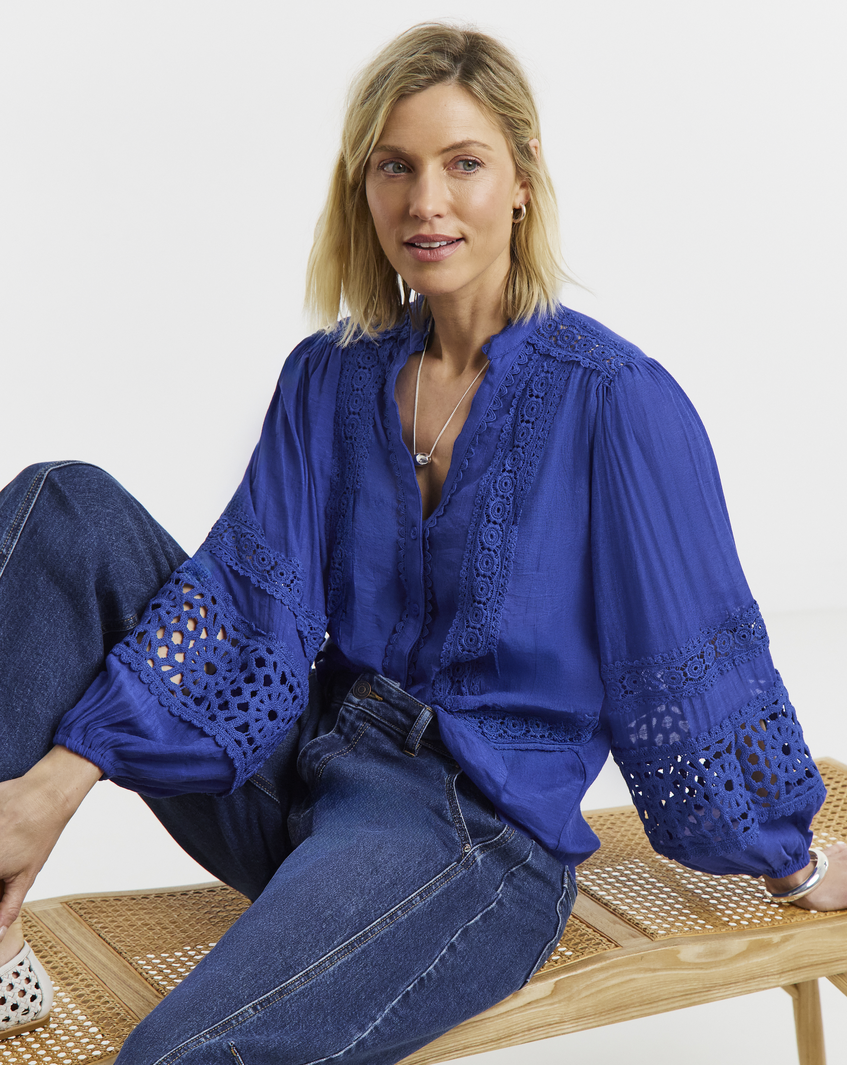New In - Lace Trim Prairie Blouse