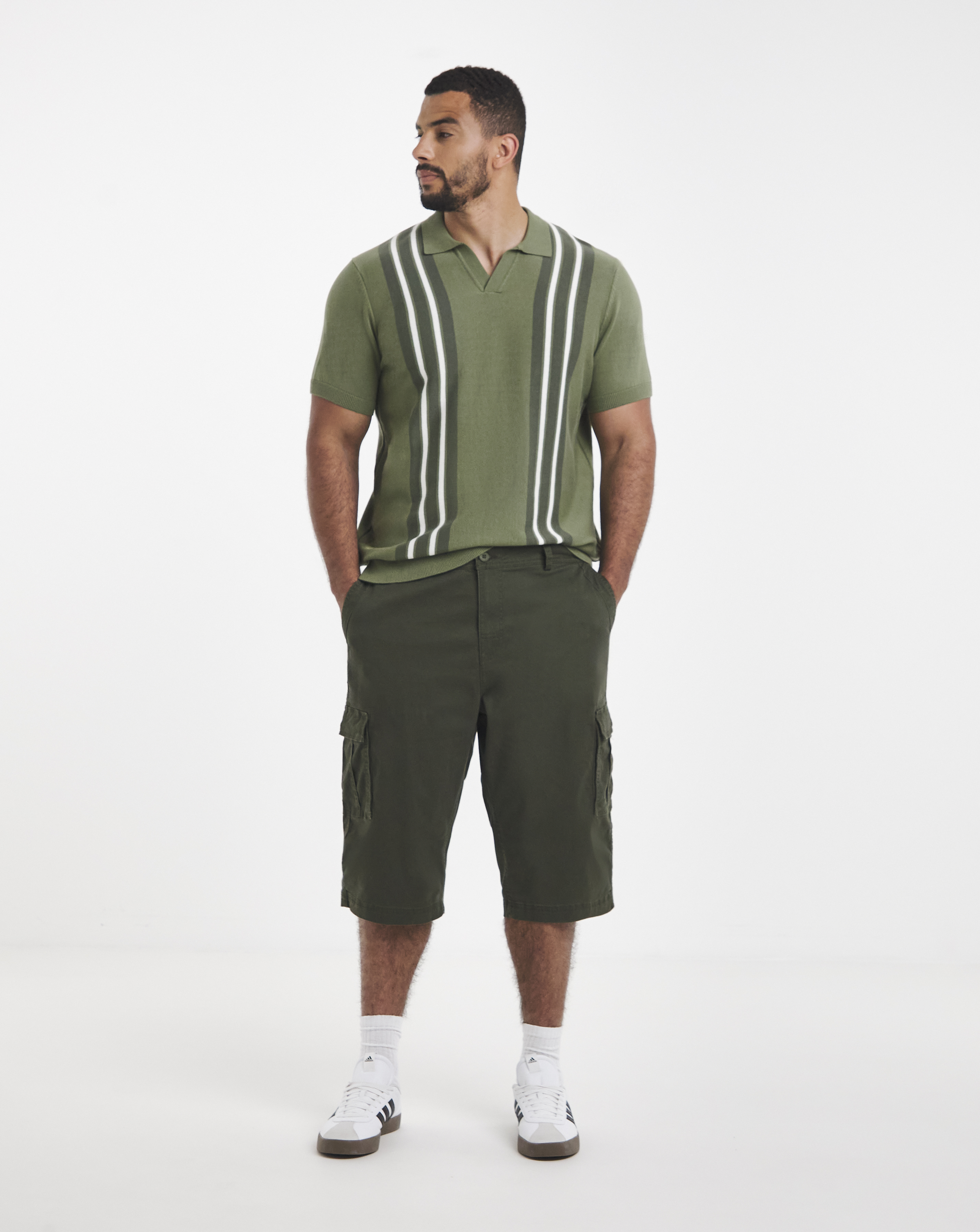 3/4 Length Cotton Stretch Cargo Short