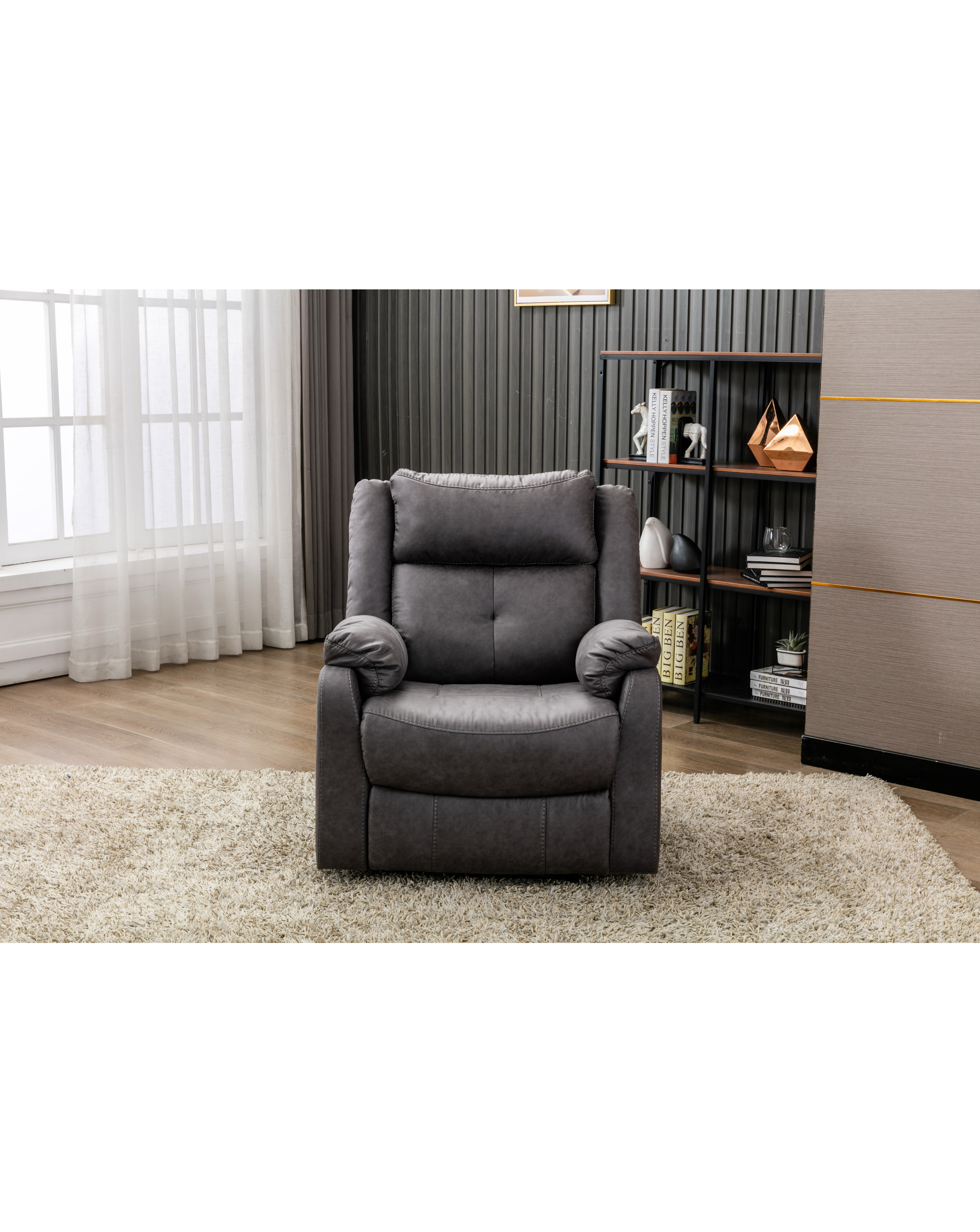 Rackhams Grey Bentley Manual Recliner Chair - Anchor - Image 2