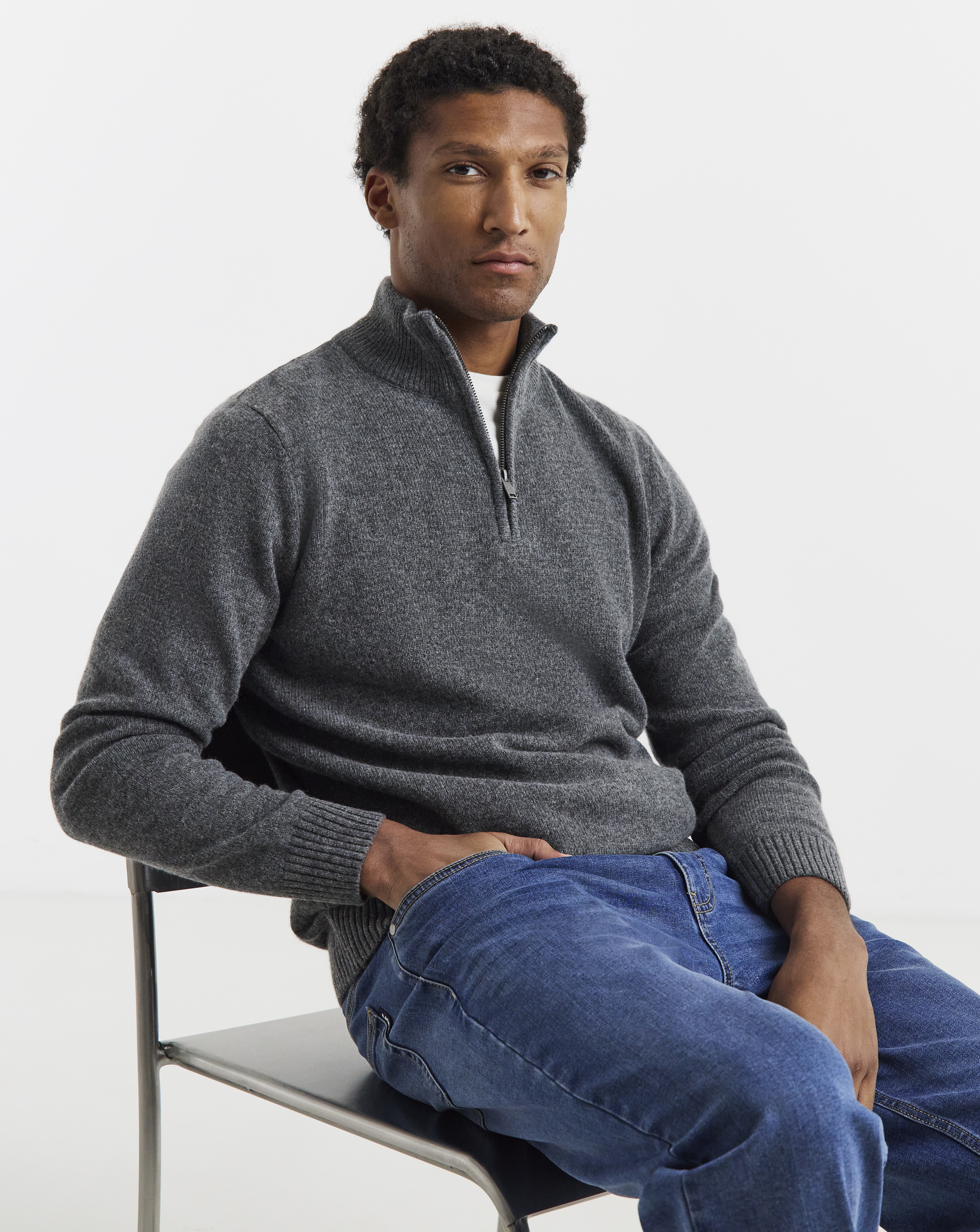 Lambswool 1/4 Zip Knitted Jumper