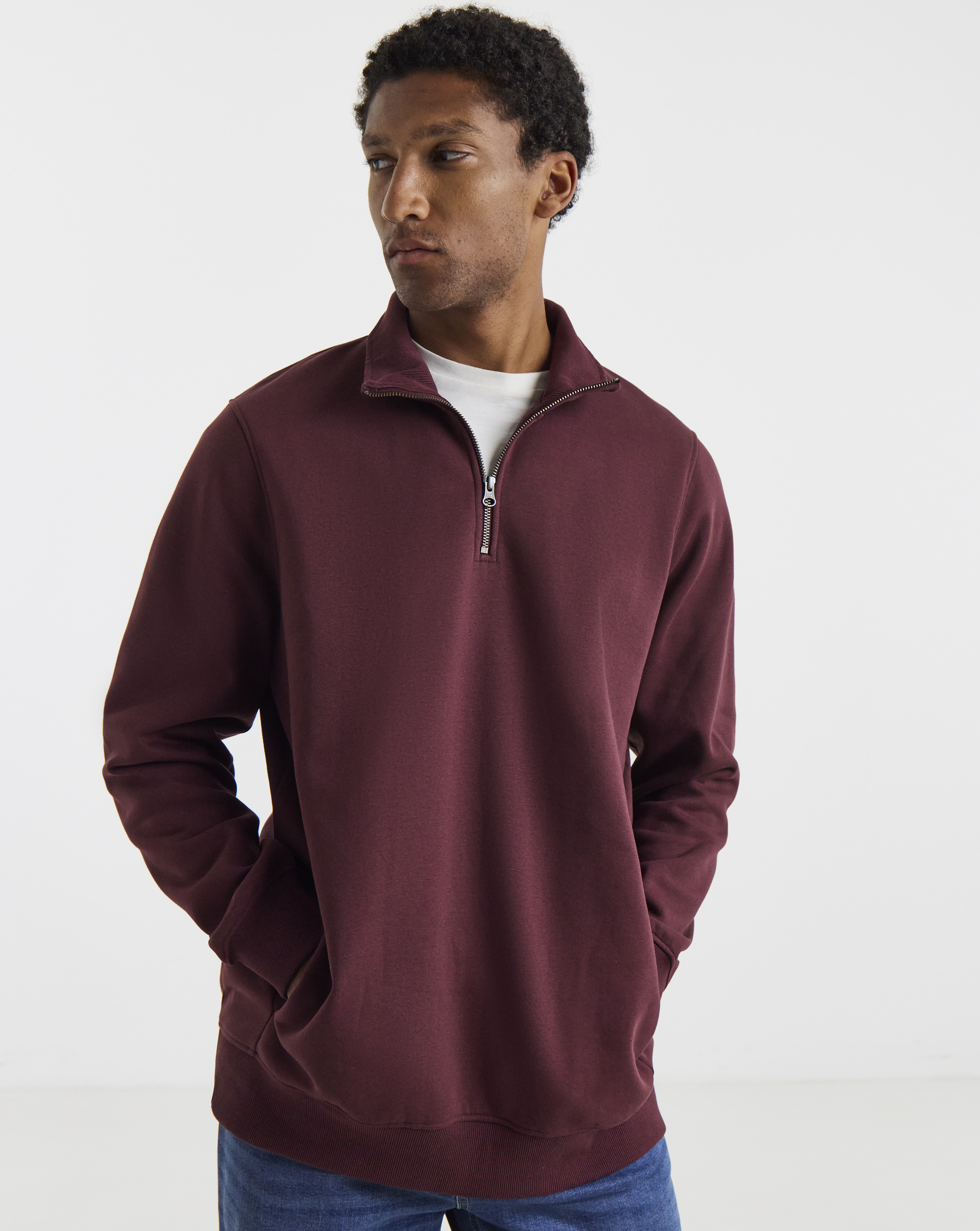 1/4 Zip Neck Sweatshirt Long