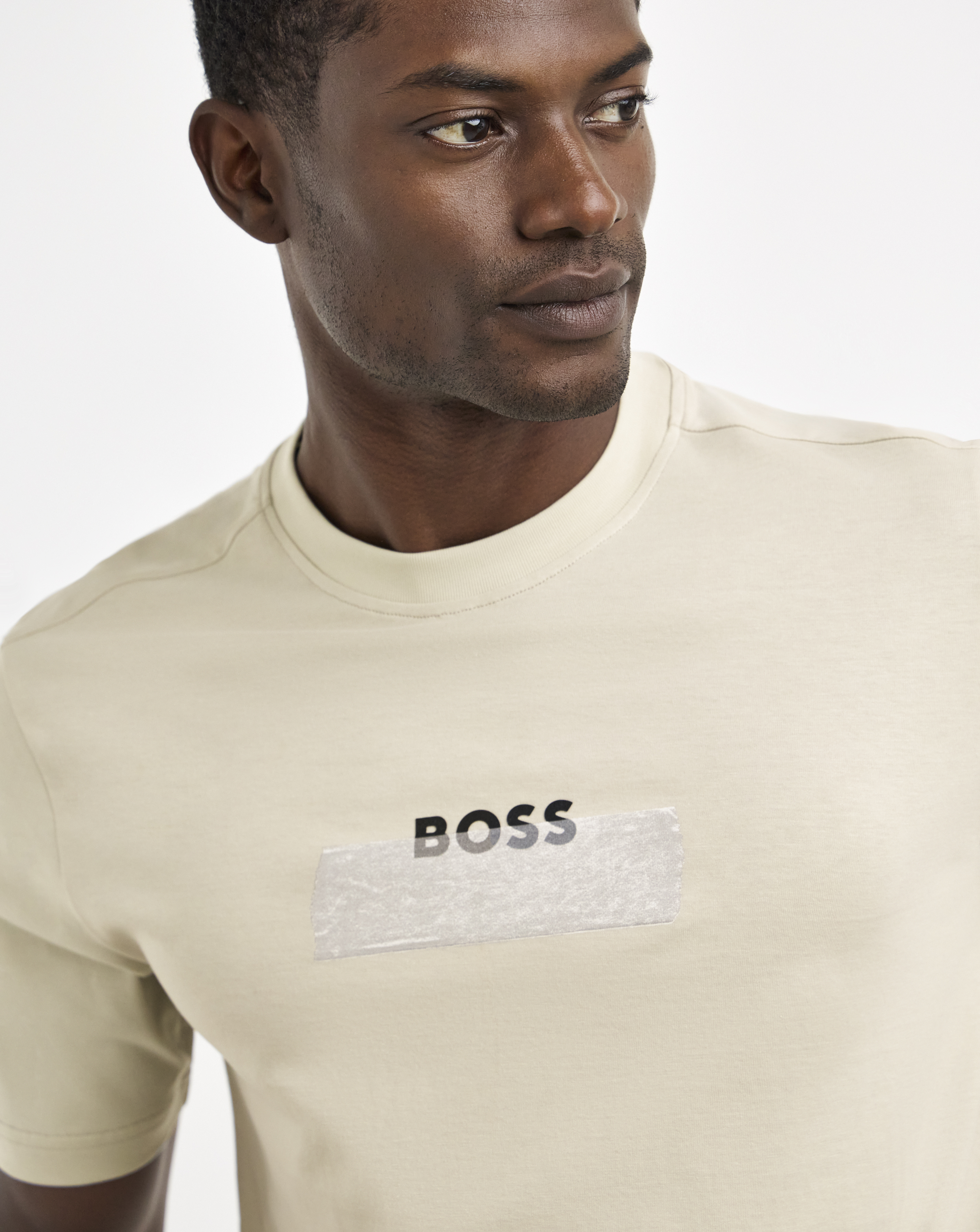 BOSS Logo Tape T-Shirt - Light Beige