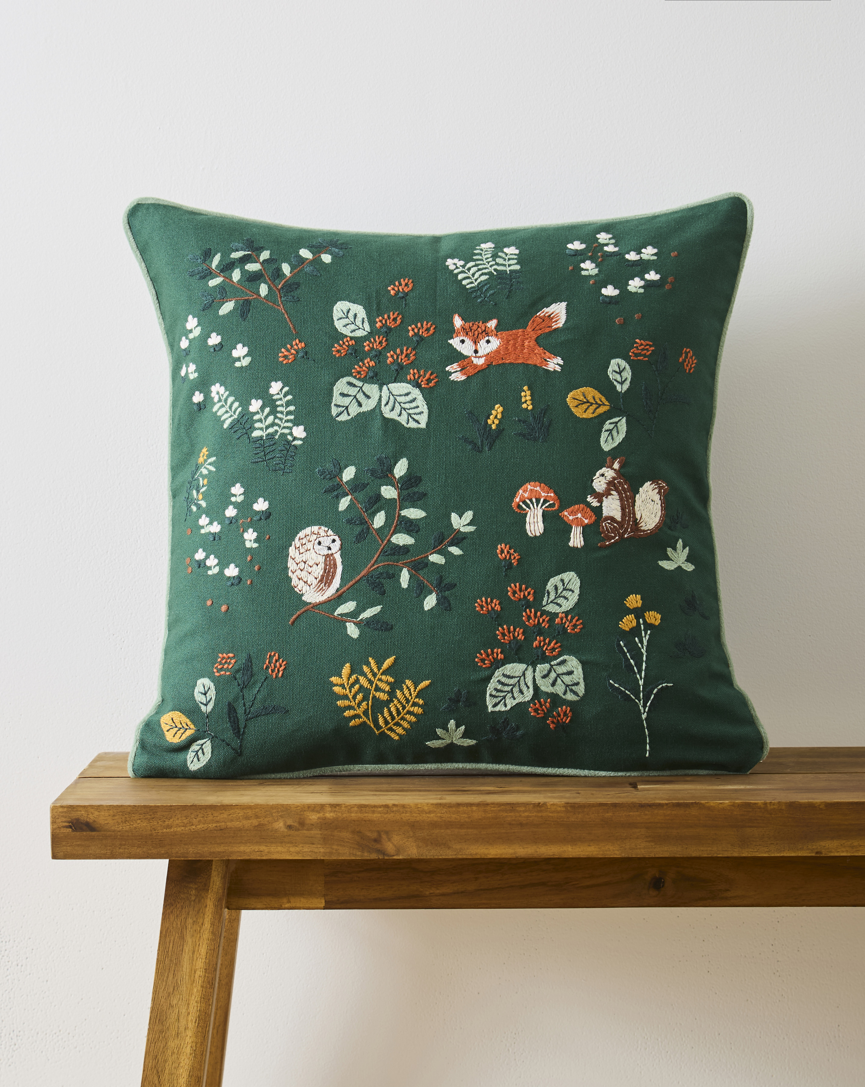 New In - Forest Friends Embroidered Cushion