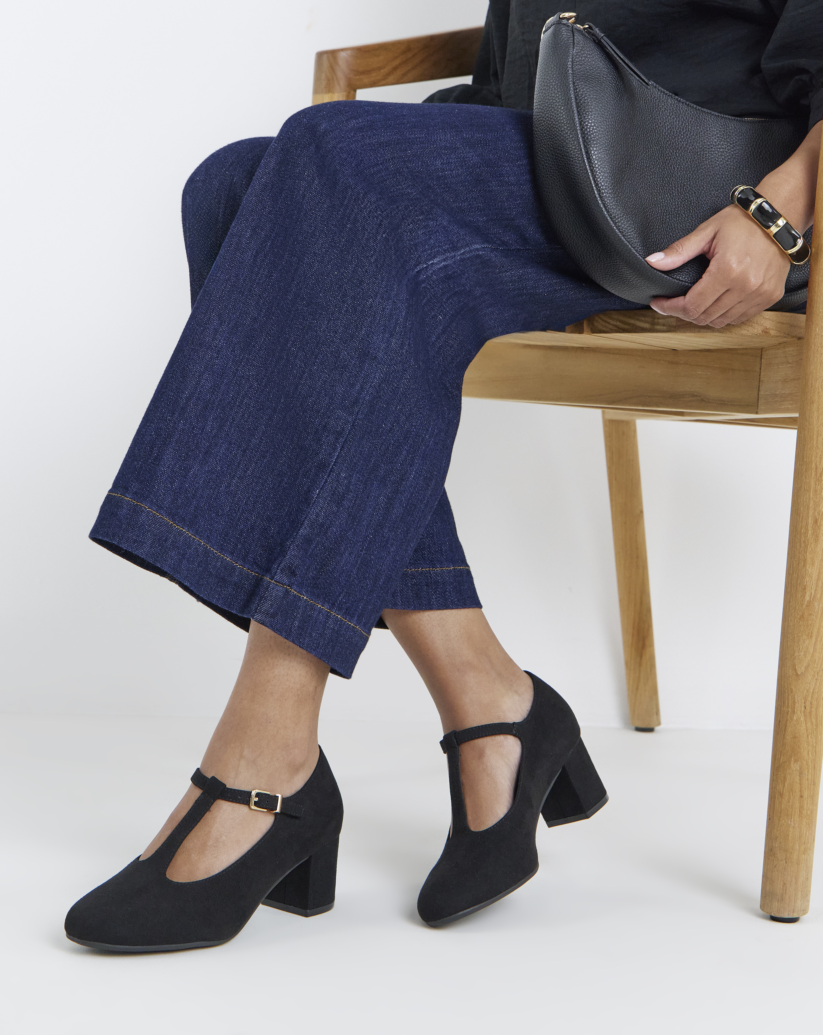 New In - T Bar Block Heel Shoes Wide