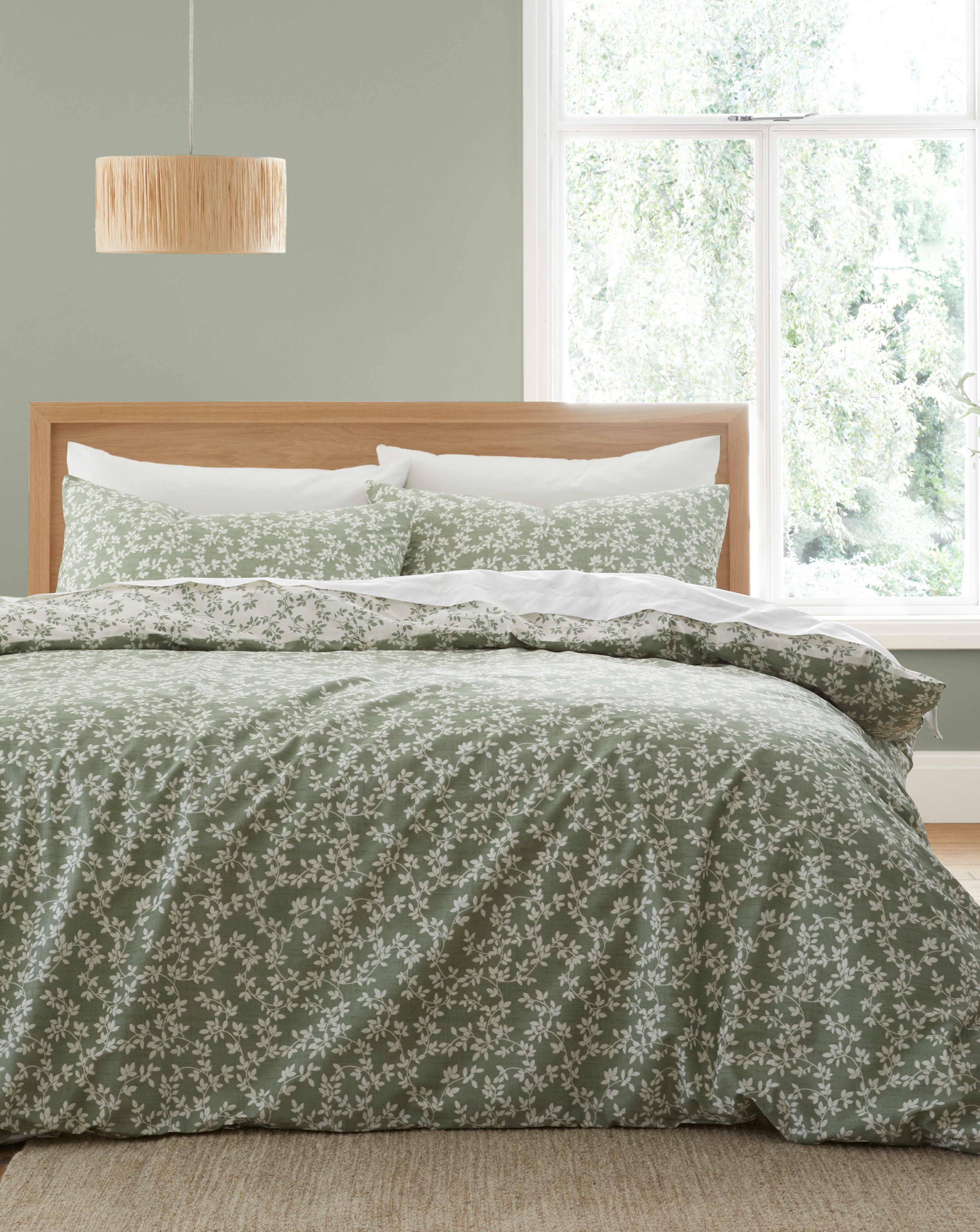 Bianca Shadow Leaves Duvet Set GRN