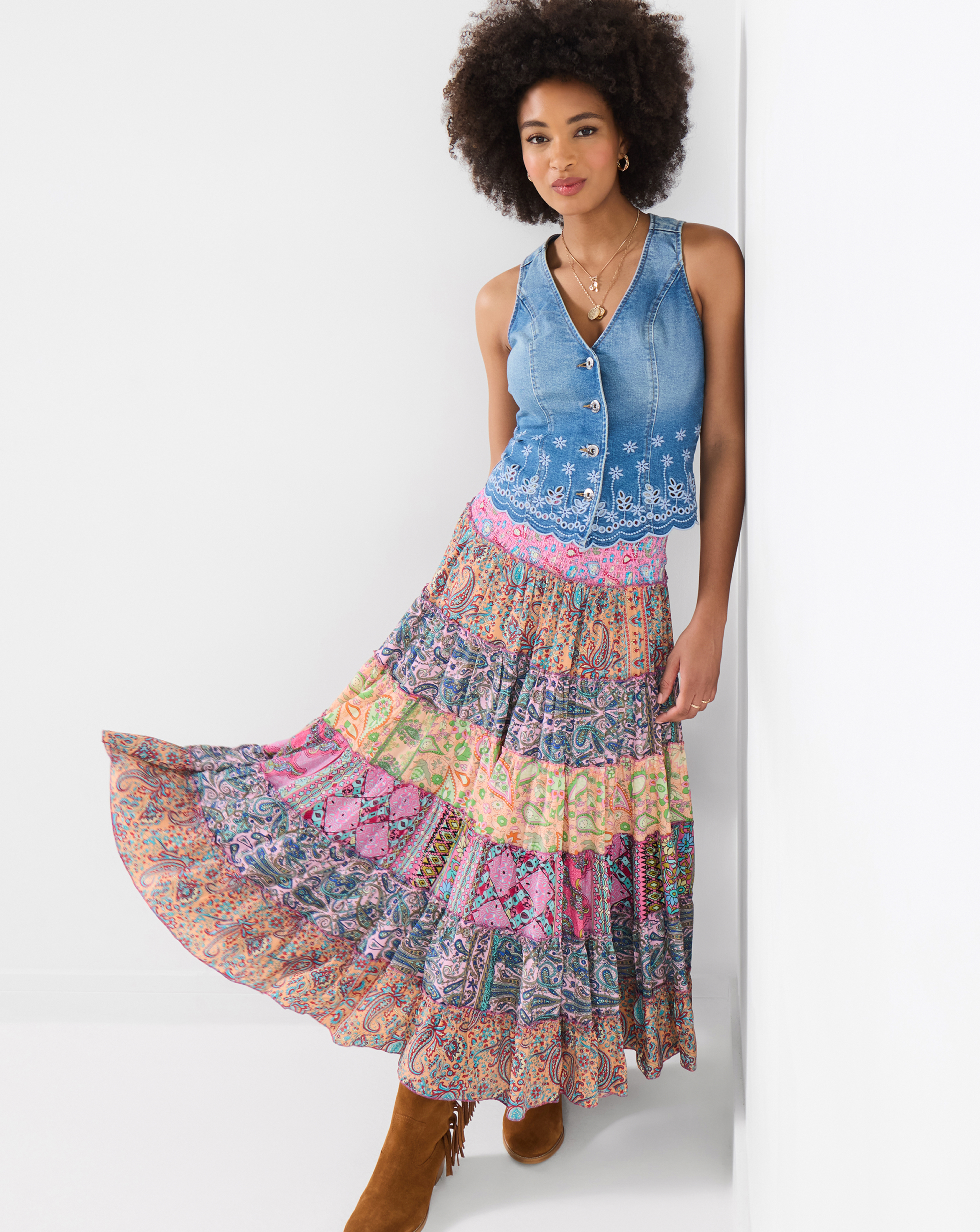 Joe Browns Multi Boho Dreams Tiered Maxi Skirt - Size 22