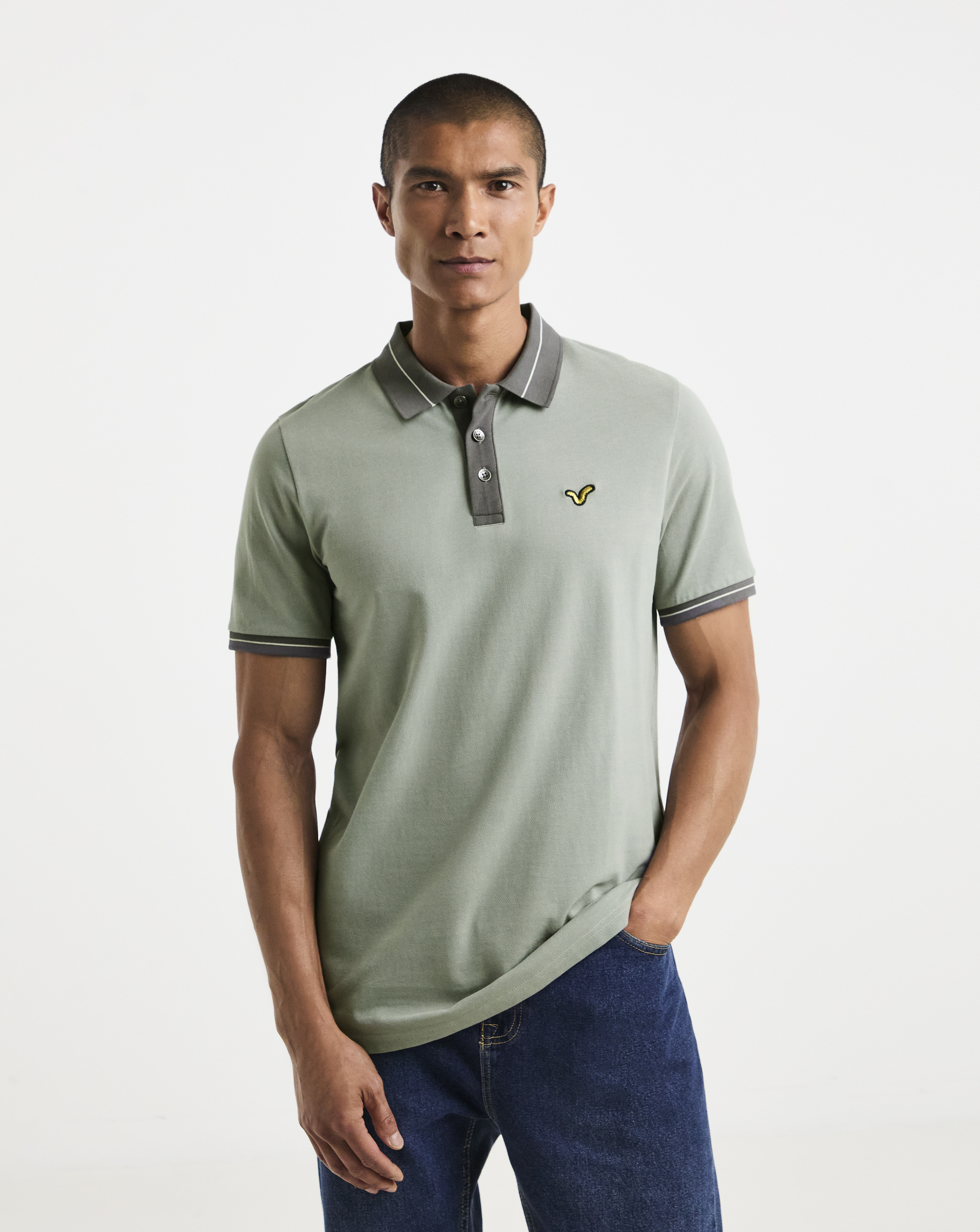 Voi Two Toned Pique Polo Long