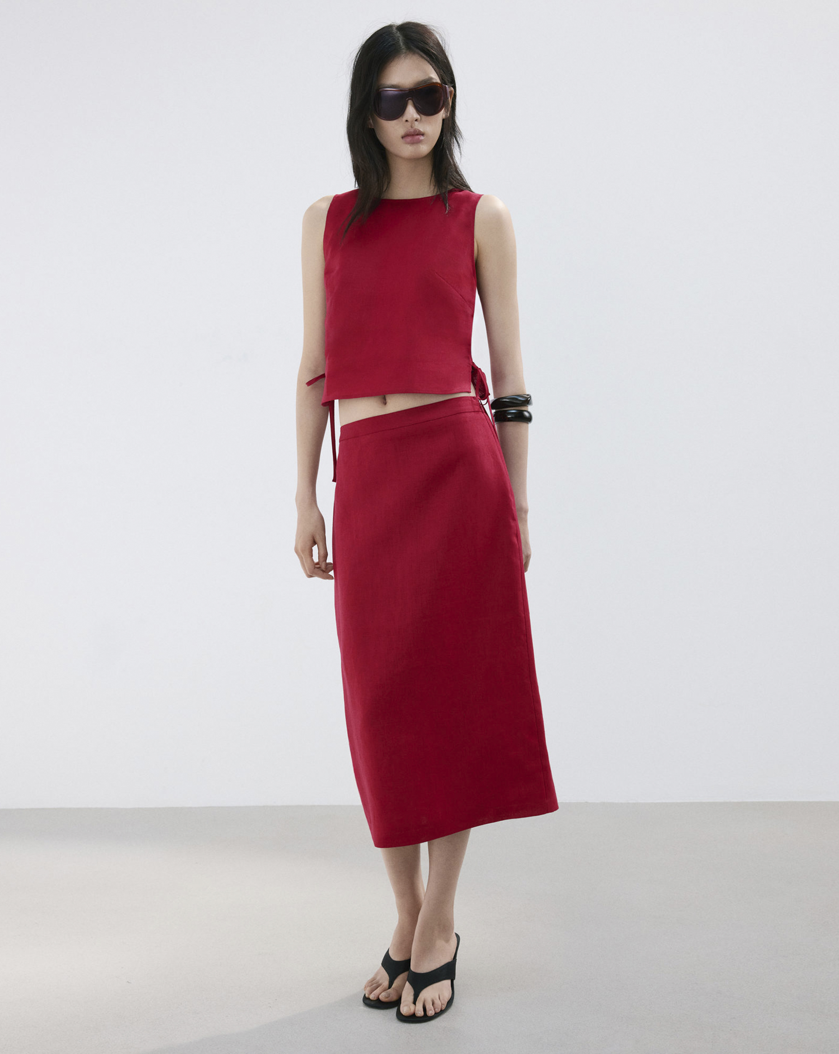 New In - Mango Linen Midi Skirt