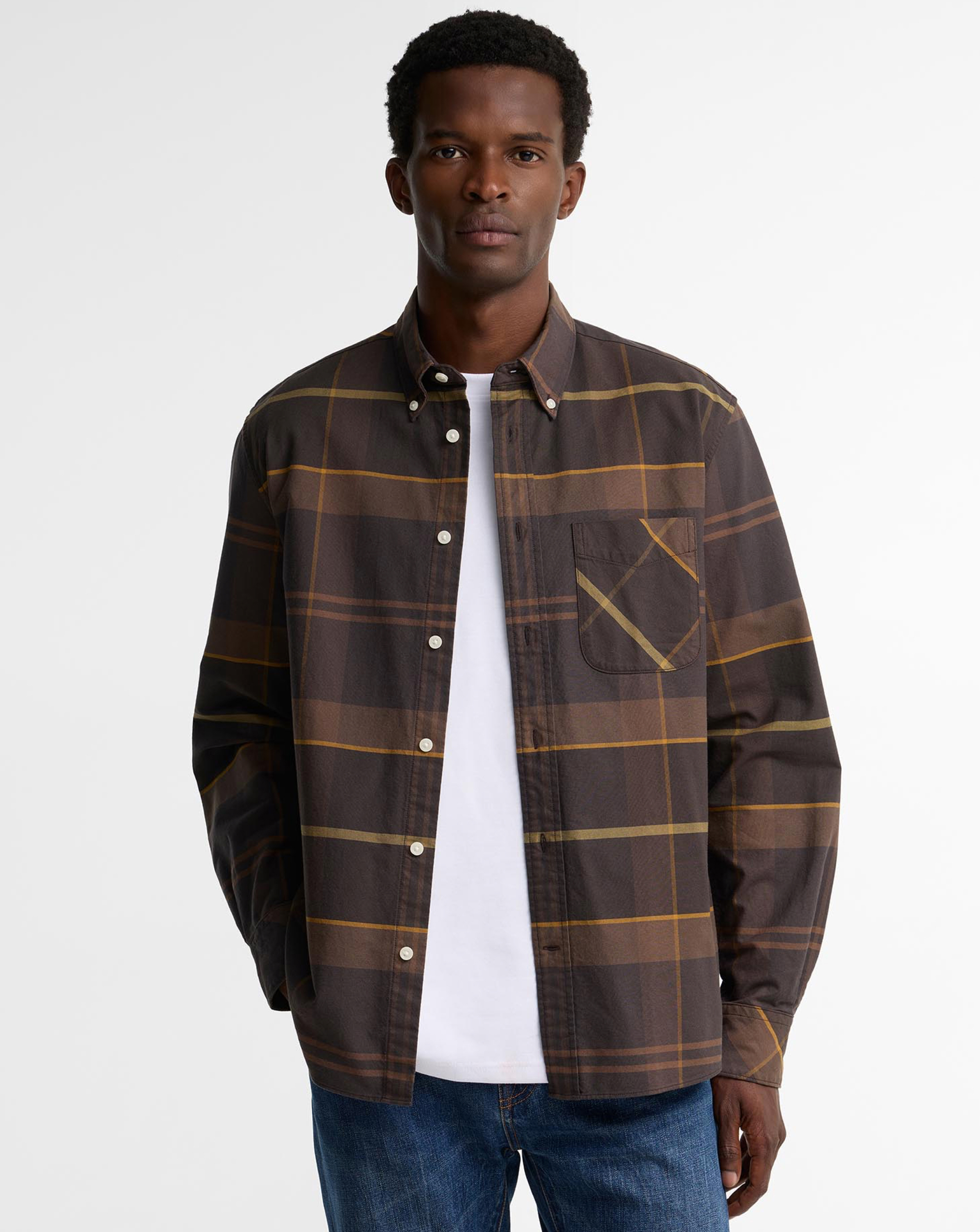Barbour Men's Dunoon Tartan Cotton Long-Sleeve Shirt - Dried Bracken - L - Image 3