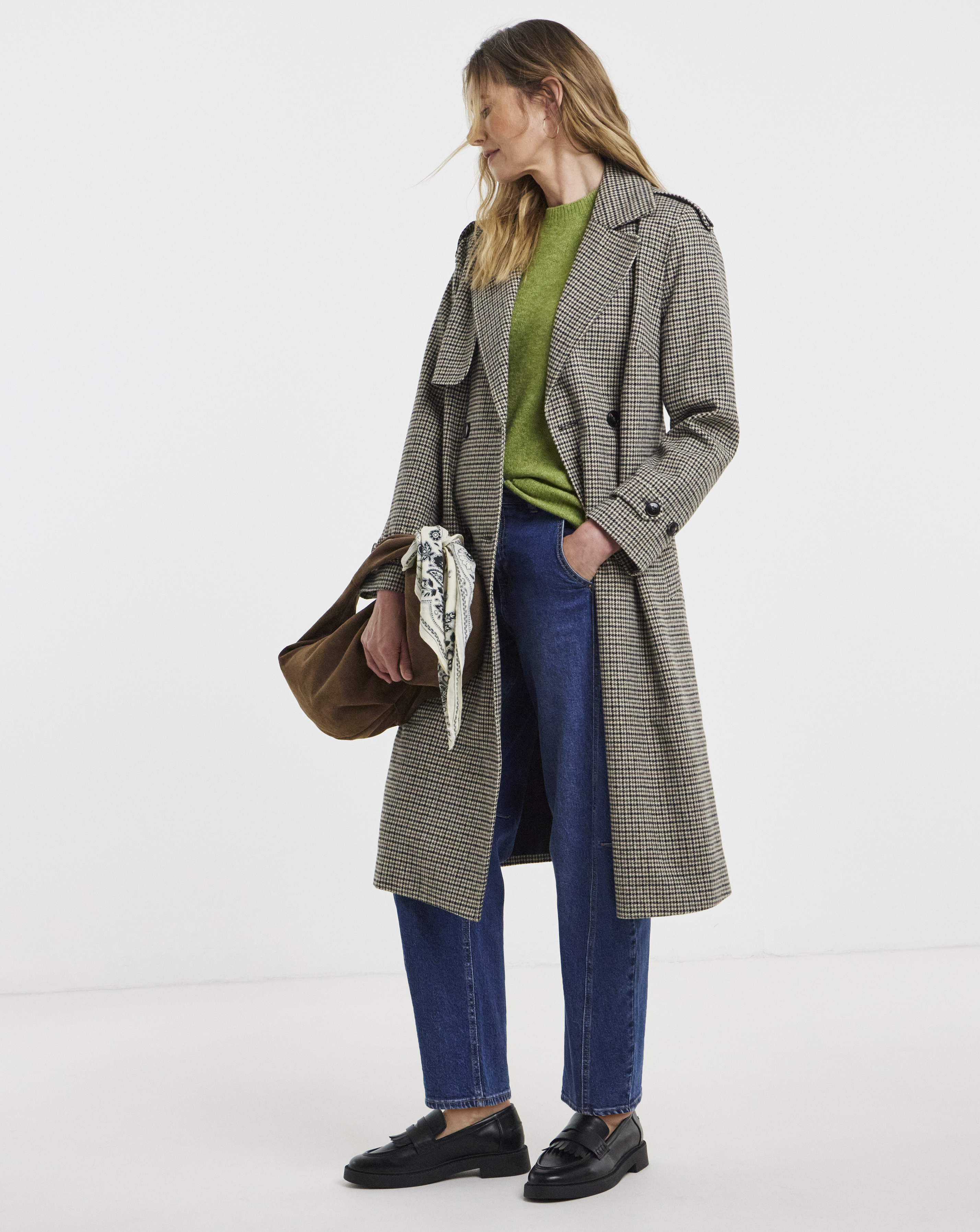 New In - Houndstooth Trench Coat