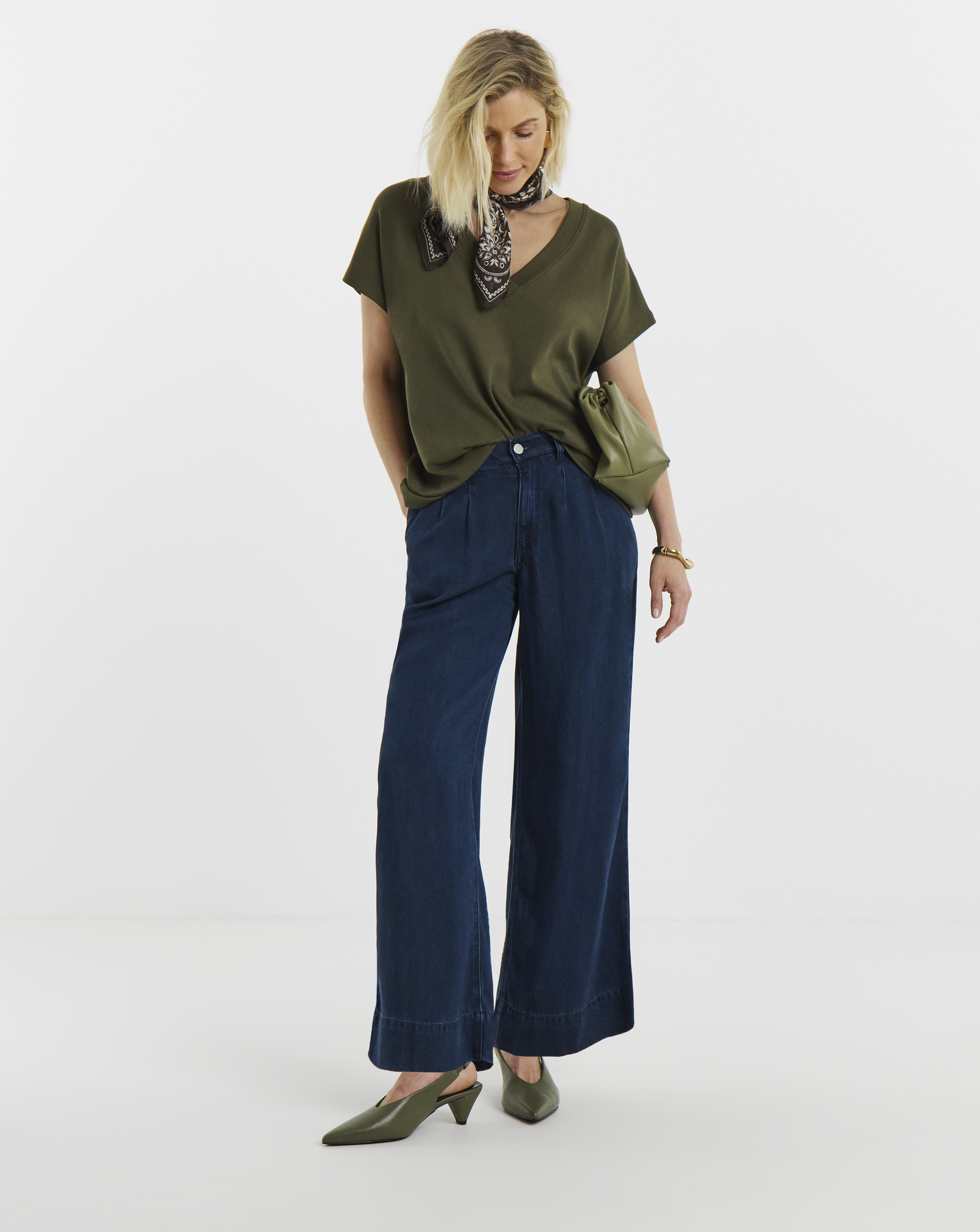 Indigo Lyocell Wide Leg Jeans