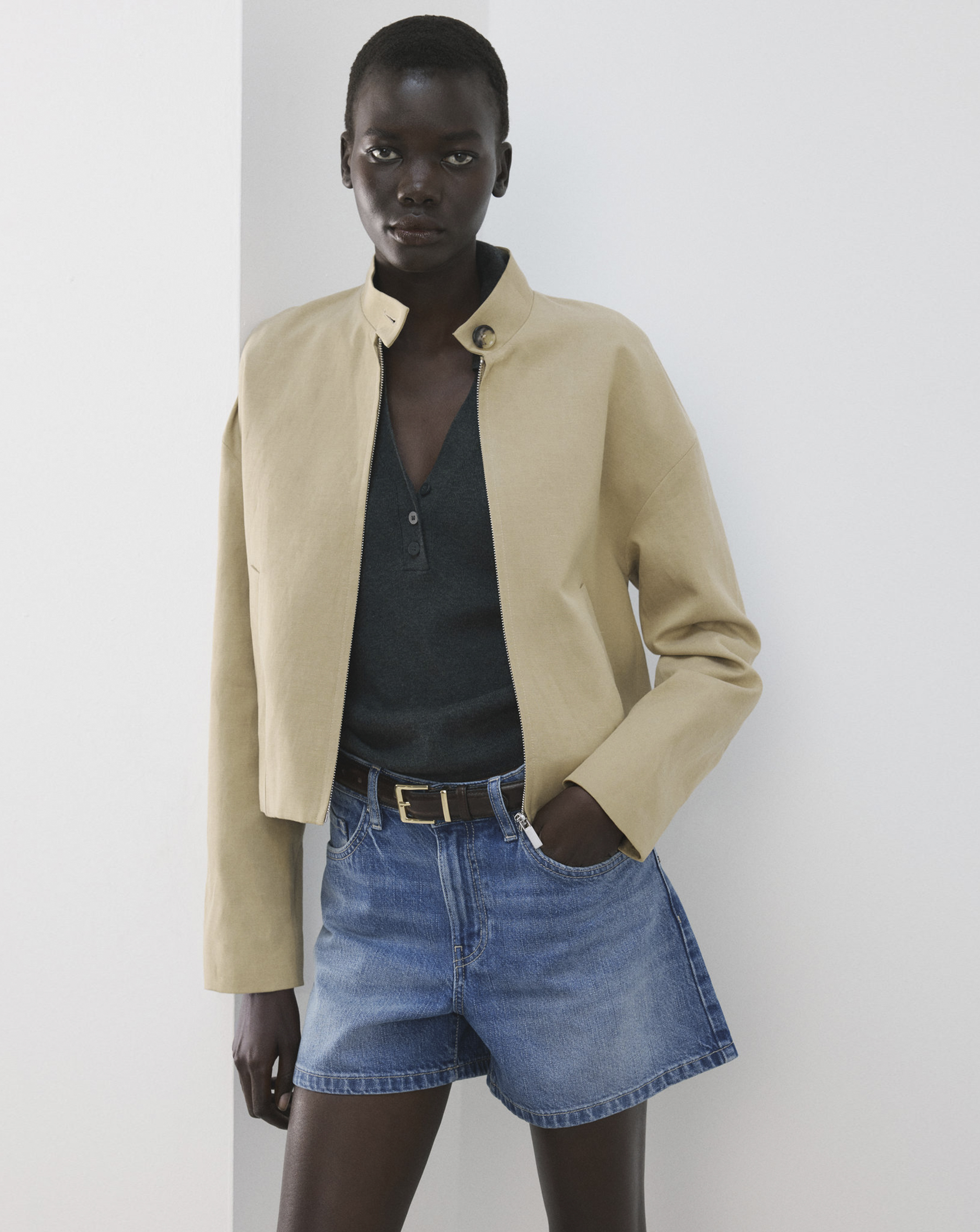 New In - Mango Straight Mid-Rise Denim Shorts