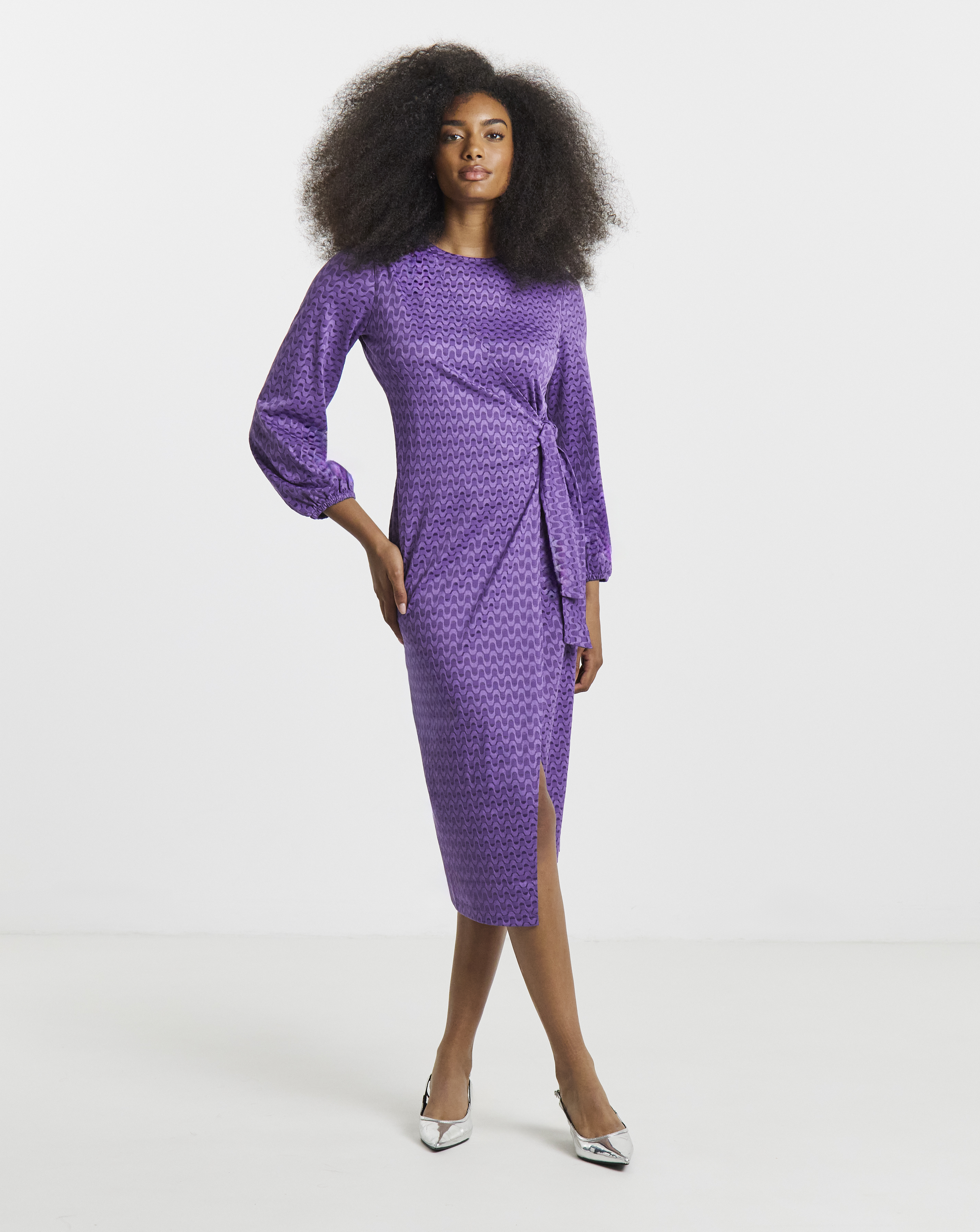 Simply Be - Women's Textured Jersey Wrap Dress - Size 10 - Purple - 88% Polyester 12% Elastane